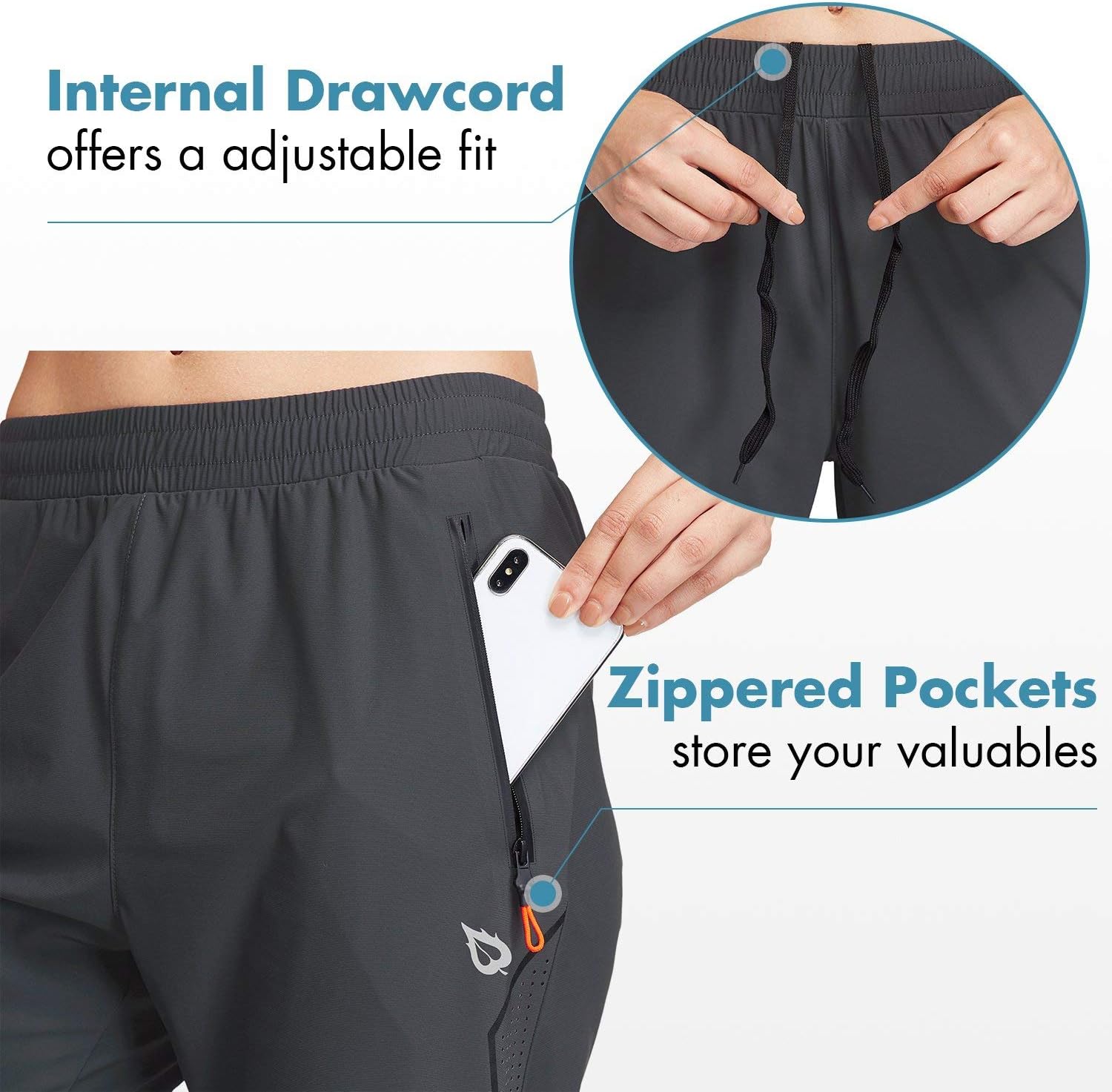 BALEAF Women's Joggers Pants Athletic Running Jogging Pants Hiking Quick Dry Zipper Pockets : Sports & Outdoors