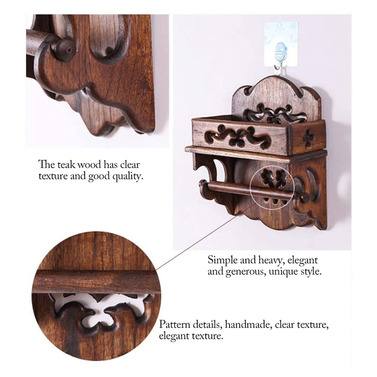 Portarrollos de papel higiénico de madera, soporte de pared para puerta, dispensador de rollos de papel higiénico, accesorios de baño, L