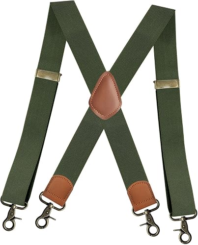 RYGVPR Mens Suspenders with 4 Snap Hooks Belt Loops 1.4 Inch Wide Heavy Duty Adj