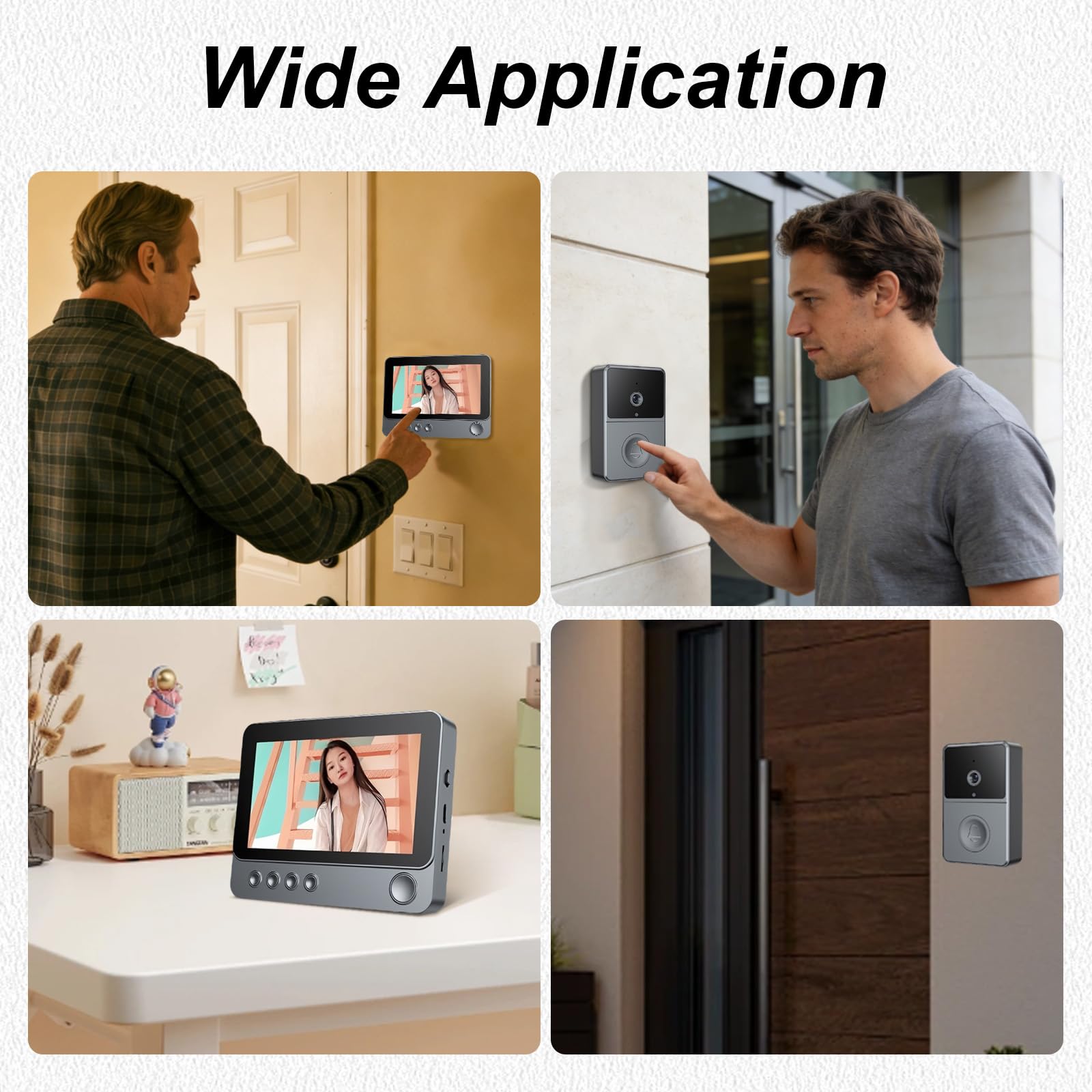 1080P Video Türklingel Kabellos mit Kamera, 4,3 Zoll Bildschirm Drahtlos Video Türklingel, IPX4 Wasserdicht Video Gegensprechanlage Türklingel ohne WLAN, kein APP, Video 70°, 2.4GHZ Videodoorbell
