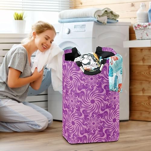 Vista 6 de Baby Clothes Baskets Laundry Valentine's Day Stylized Flowers Purple Collapsable Art Organizing For Garage Blanket cesto para ropa sucia