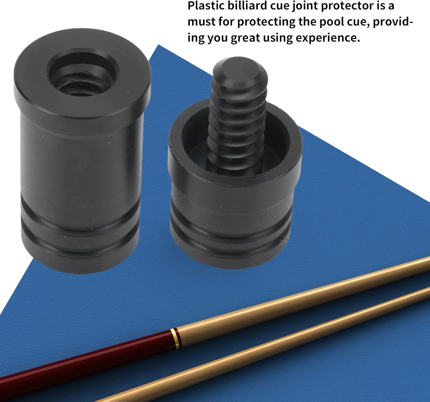 Keenso Billiard Cue Joint Protectors, 2Pcs Plastic Pool Cue Stick Joint Protectors Portable Billiard Accessories