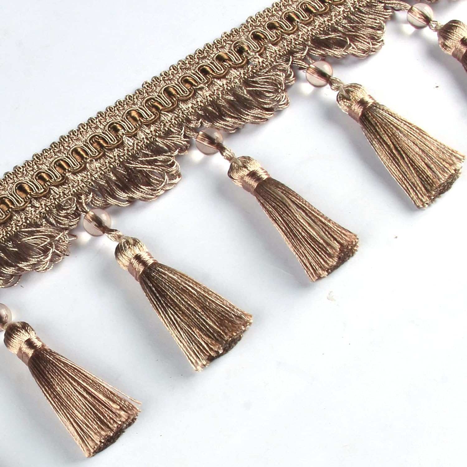 HedongHexi Tassel Fringe Trim 5.25 Yard x 4 Inches Luxury Handmade Beaded Tassel Fringing Trimmings for Curtain Sofa Dress Decor (Mix Beige) : Arts, Crafts & Sewing