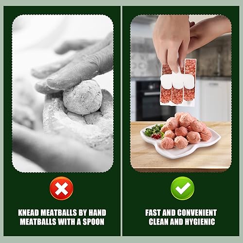 Miniatura 4 de Máquina triple de albóndigas, 2 juegos de máquina de albóndigas de plástico antiadherente con pala de corte, máquina de bolas de helado para ollas