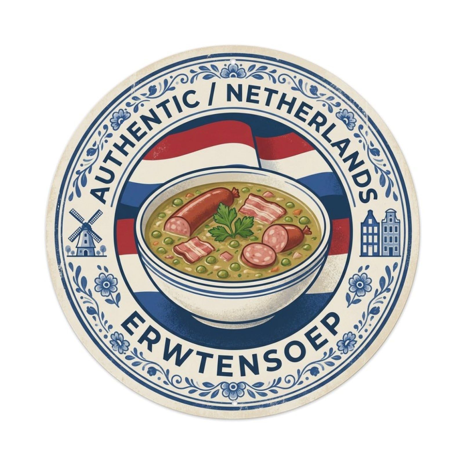 Netherlands Travel Erwtensoep Soup Cuisine Metal Tin Sign