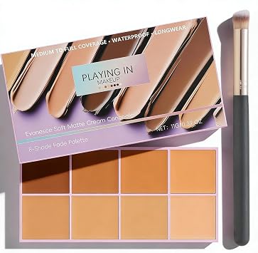 Matte Cream Concealer Palette 8 Shades, Waterproof Full Coverage for Blemishes, Long-Lasting Lightweight Formula with Applicator, Medium Color, Safe for Sensitive Skin