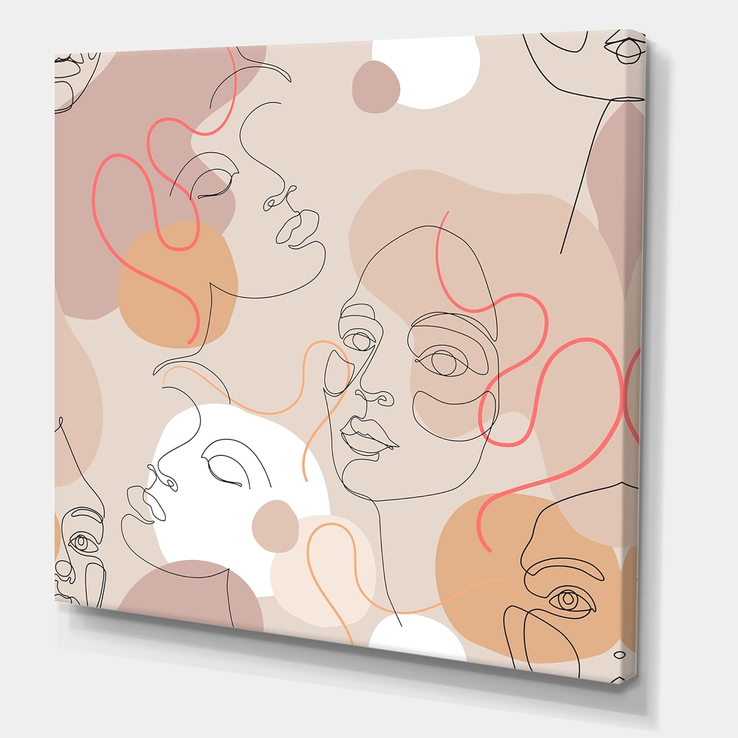 Abstract One Line Woman Portraits Modern Canvas Wall Art