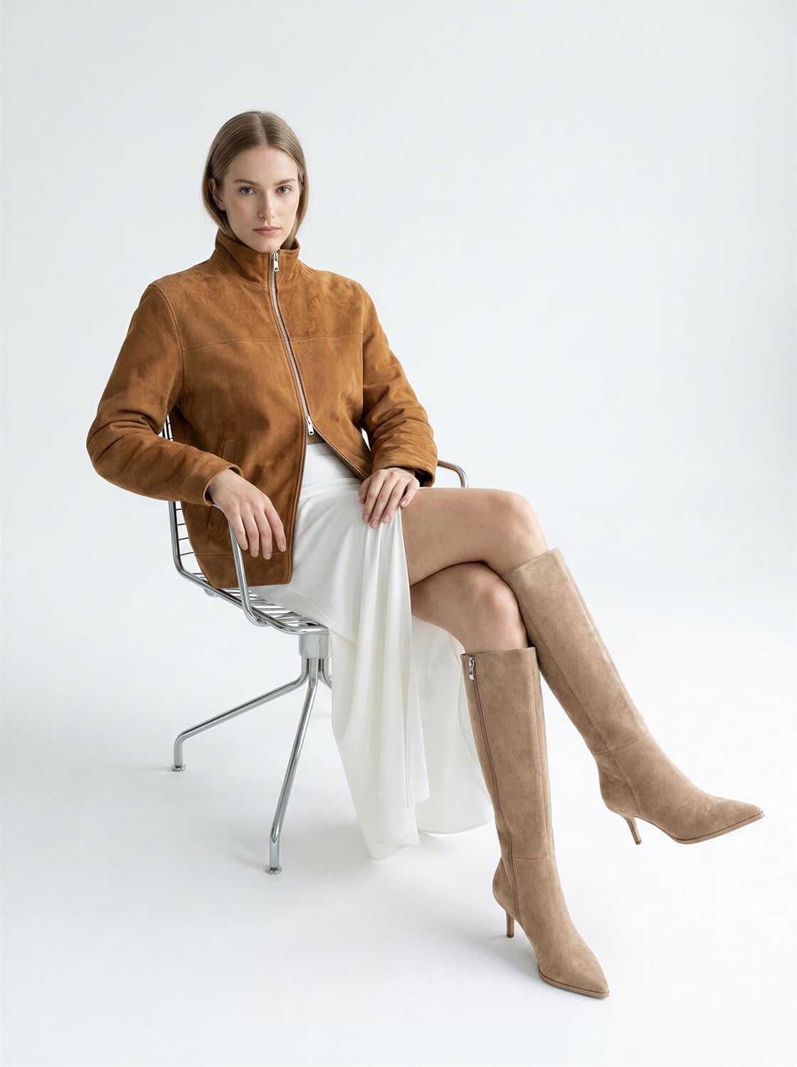 Modatope Knee High Boots for Women Pointed Toe Stiletto Heel Side Zipper image 2