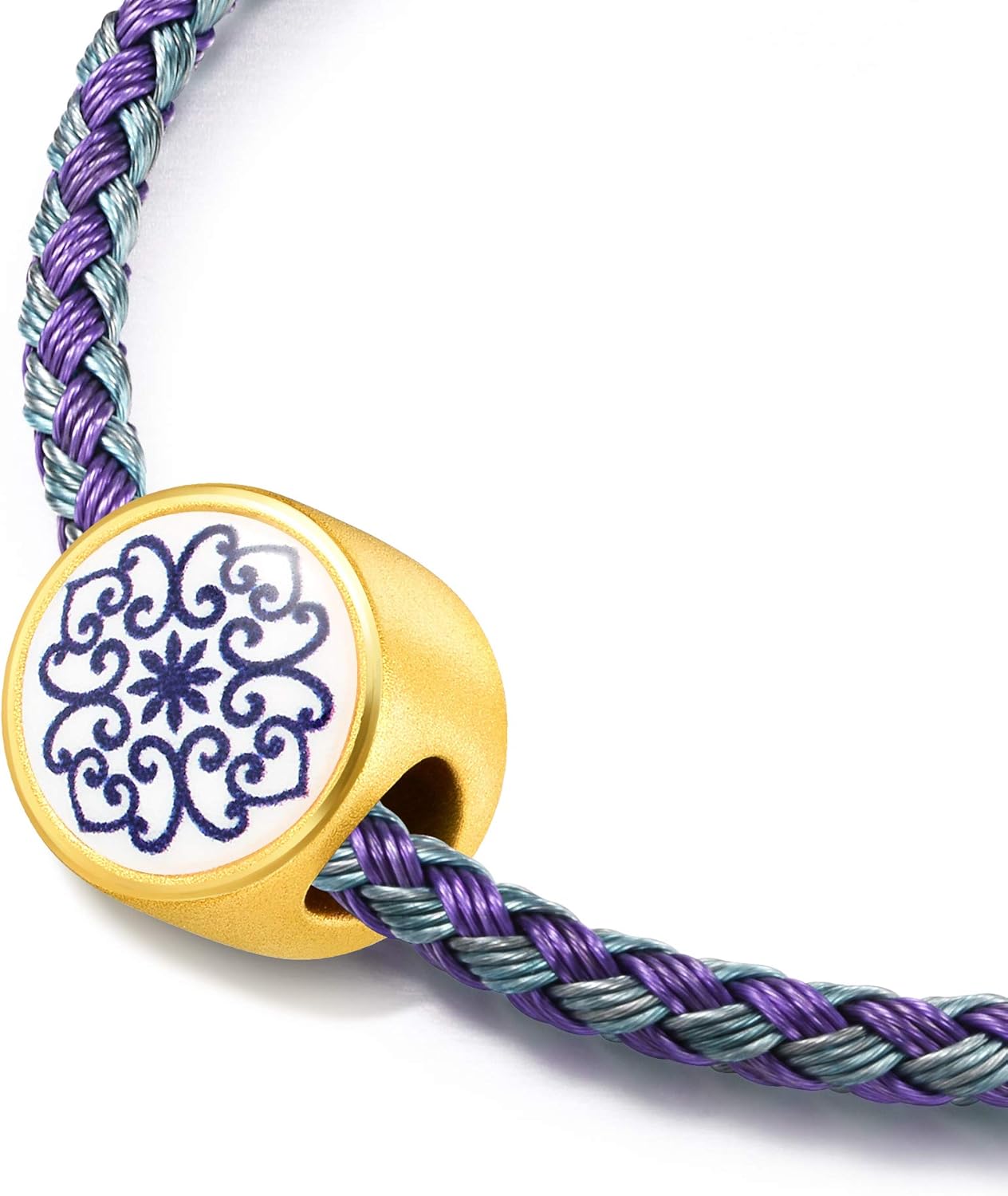 Miniatura 3 de CHOW SANG SANG 999 - Pulsera de porcelana blanca y azul de oro macizo de 24 quilates para mujer 91750C Metal