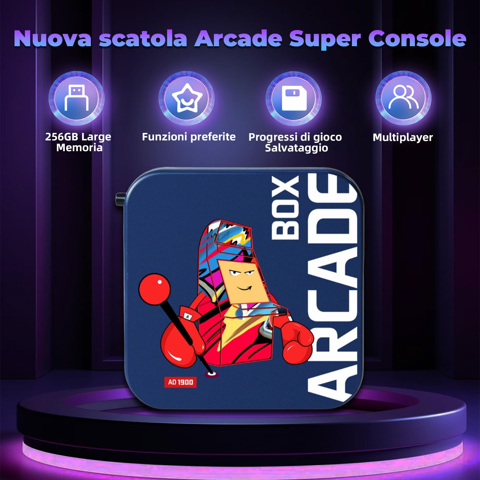 Console Rétro Gaming 50000+ Jeux Classiques – Plug & Play, 4K, 2 Manettes Sans Fil, Processeur S905X, 256 Go - 3