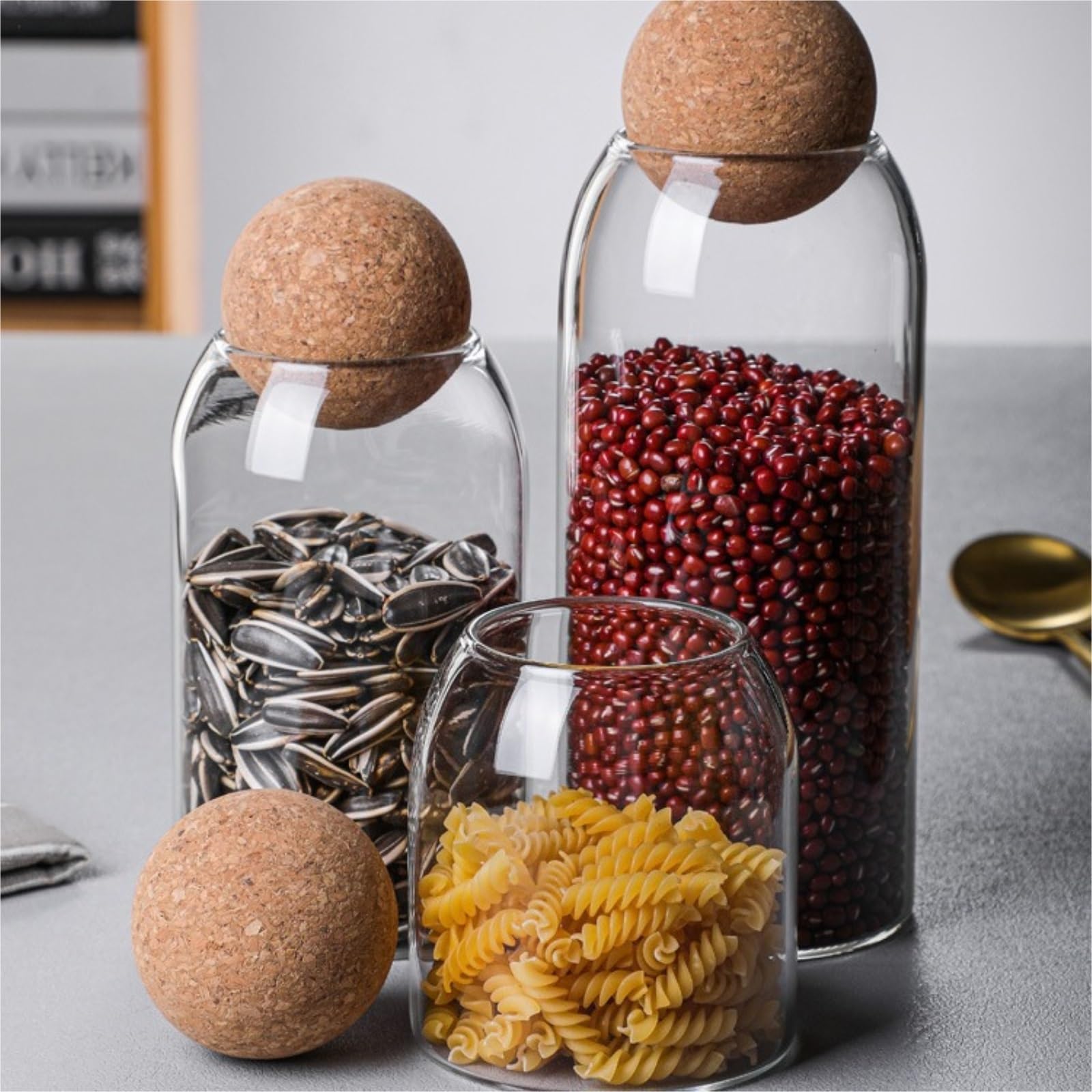 Vorratsgläser - Küche Luftdicht 3er-Set Vorratsgläser Aus Glas Mit Korkkugelverschluss, Praktische Aufbewahrung Vorratsdosen