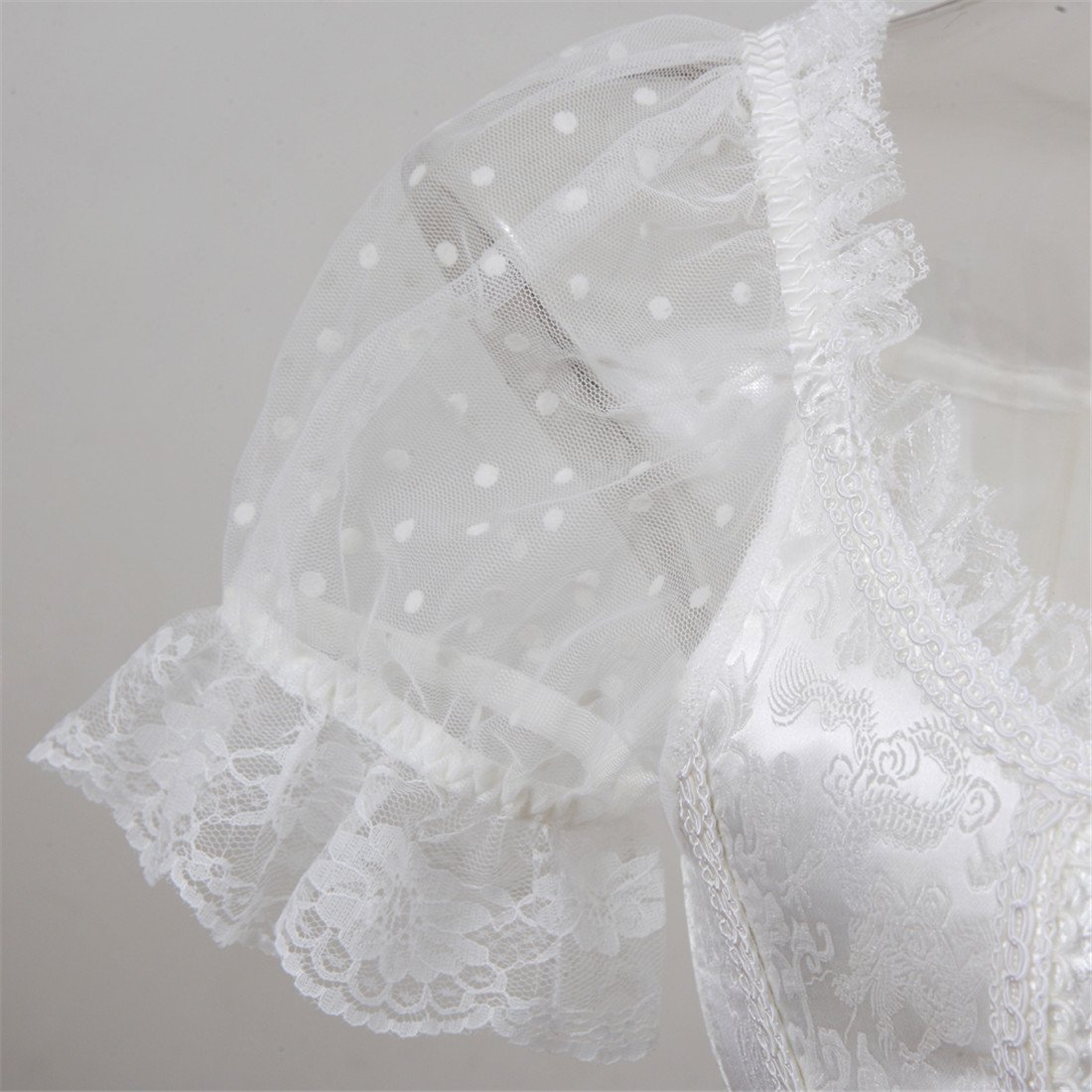 Women's Princess Renaissance Corset Lace Ruched Sleeves Elegant Overbust Top