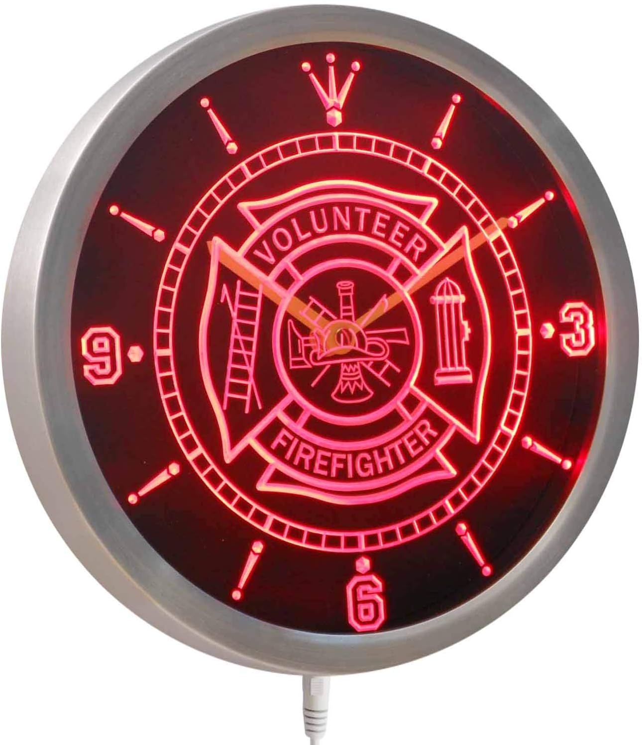 ADVPRO nc0424-r Firefighter Volunteer Fire Department Bar Beer Neon Sign LED Wall Clock
