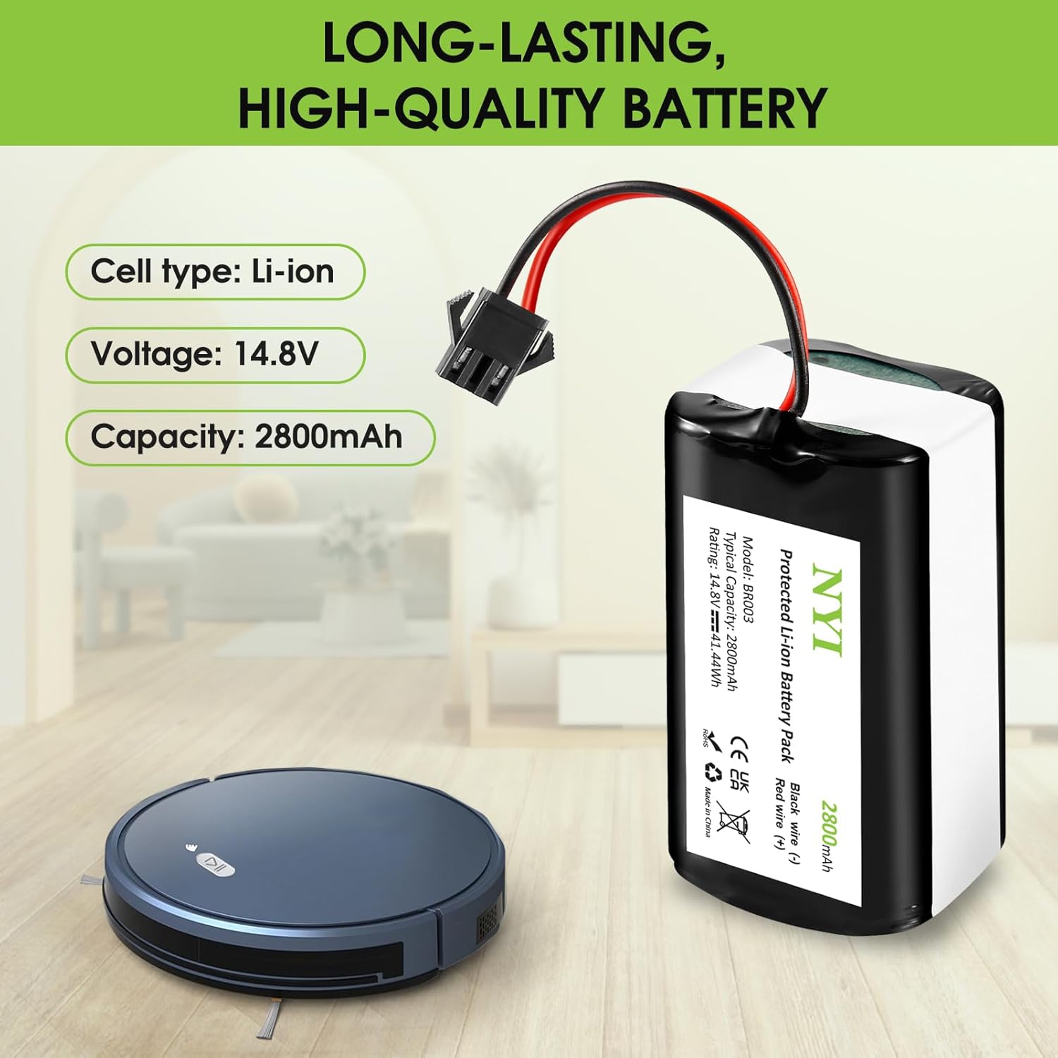 NYI Replacement Battery with Tools Compatible with Eufy RoboVac 11 11C 11S Plus 11S MAX 12 15C 15C MAX 15T 25C 30C G10 Hybrid G30 Edge R500 R450,Ecovacs Deebot N79 N79S N95 DN622 661,Goovi F007C Etc