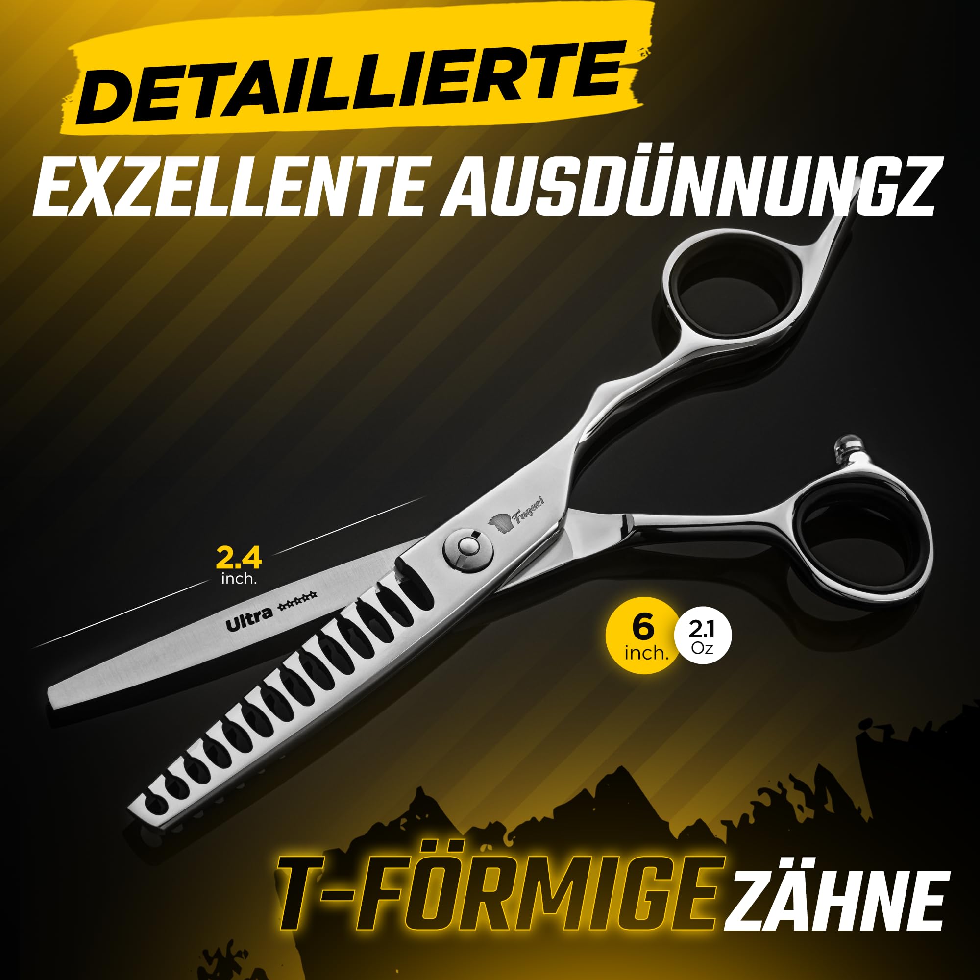 Fagaci Effilierschere Friseur 6 Zoll, T-Zahnung Texturierend 440C | Reduziert das Haarvolumen um bis zu 50%, T-Zahnung für besseren Grip, Mehrstufig geschliffen für dauerhafte Schärfe