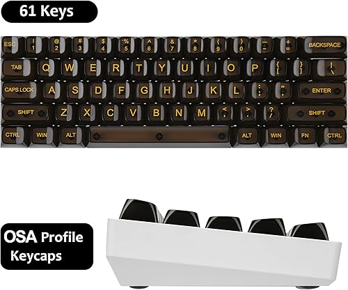 Miniatura 3 de Fogruaden Juego de teclas transparentes de 61 teclas, color negro, perfil OSA, material de policarbonato transparente, solo compatible con teclado