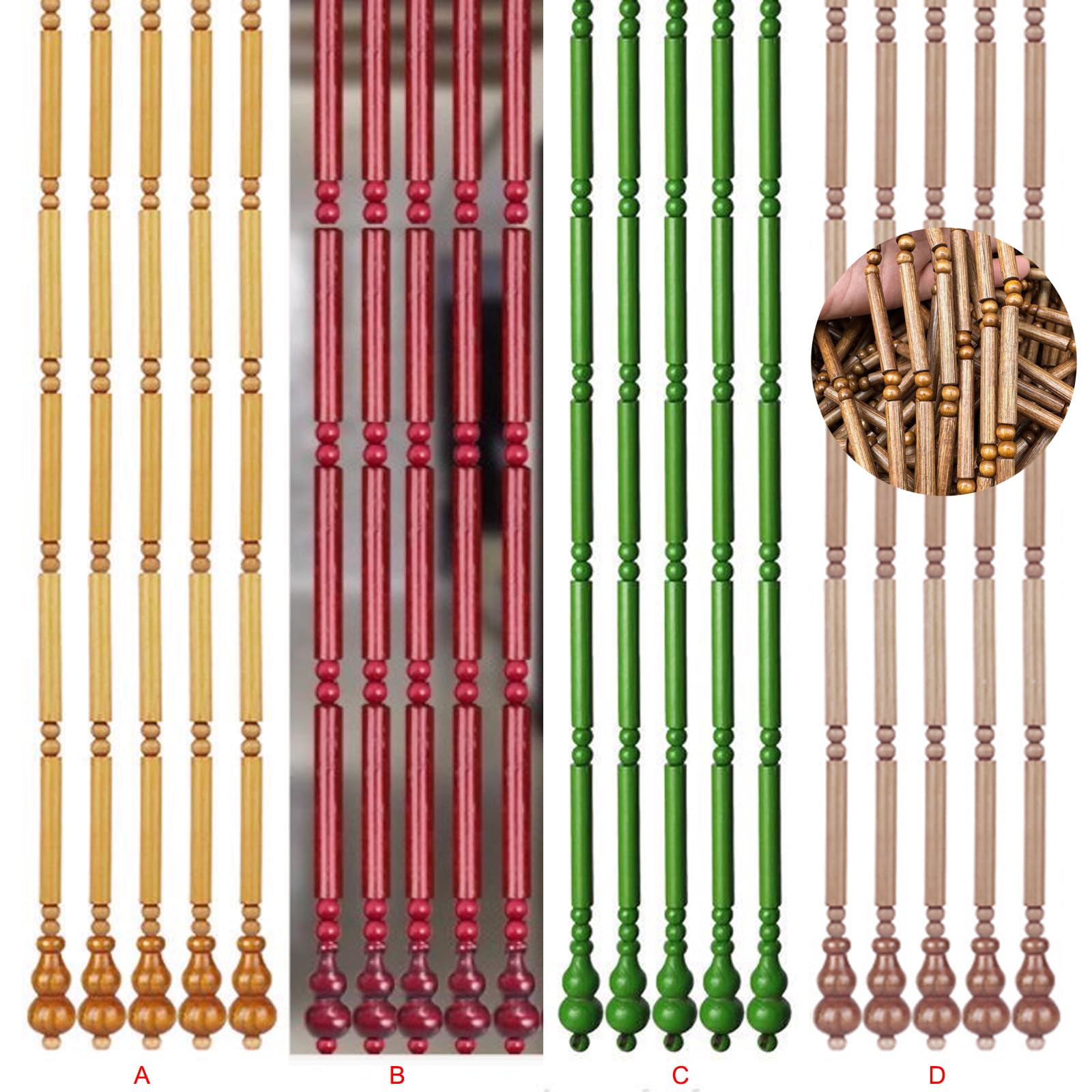 Rideau à Perles de Différentes Tailles et Couleurs pour Porte de Balcon,Rideau à Perles en Bambou à Suspendre,Séparateurs de Pièce et Décorations,Personnalisable (150cm x 230cm 100 brins)