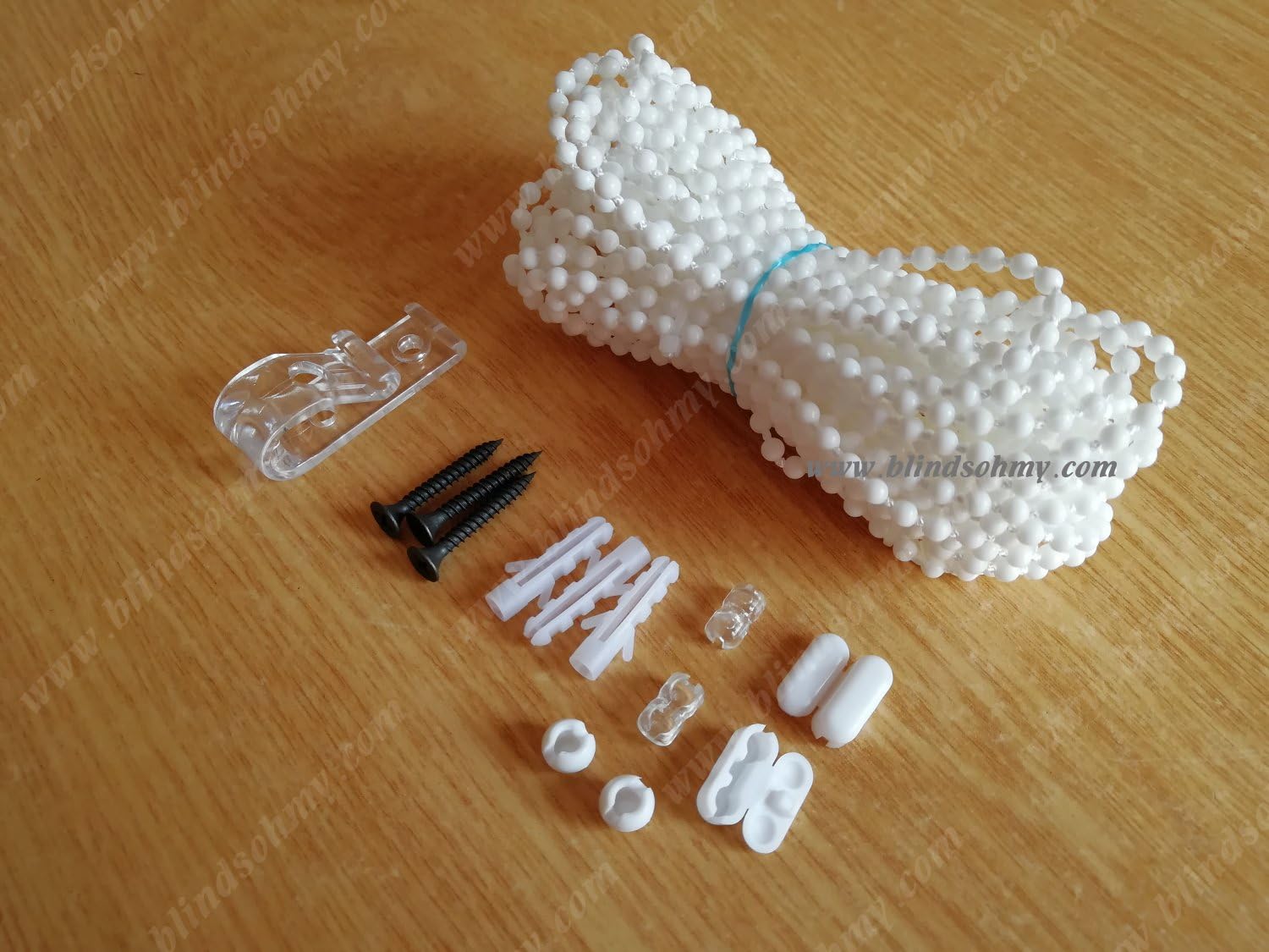 EasyRoll Blindsohmy(TM) Roller and Roman Shade Blind Beaded Chain Cord 4.5×6MM (3 Yards) + Chain Connectors + Child Safety P Clips + Plastic Expansion Pipe Screw