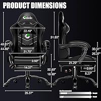 Vista 2 de Gaming Chair, Ergonomic Office Computer Chair with Footrest and Lumbar Support Massager Racing Style High Back Video Gamer Chair, Wide＆Thick