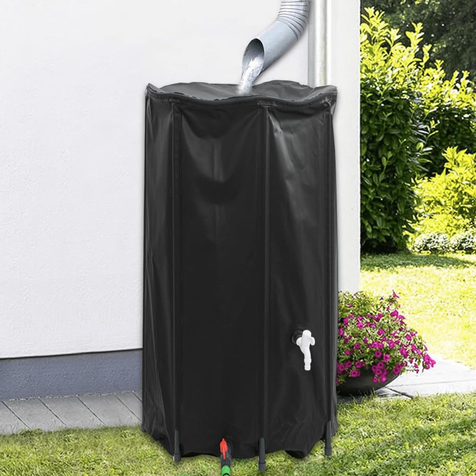 Homgoday Depósito de Agua Plegable con Grifo PVC 380 l, Recipiente de Agua Plegable con Grifo, Bidón de Agua Plegable, Contenedor de Agua， Garrafa de Agua Plegable Potable para Exterior