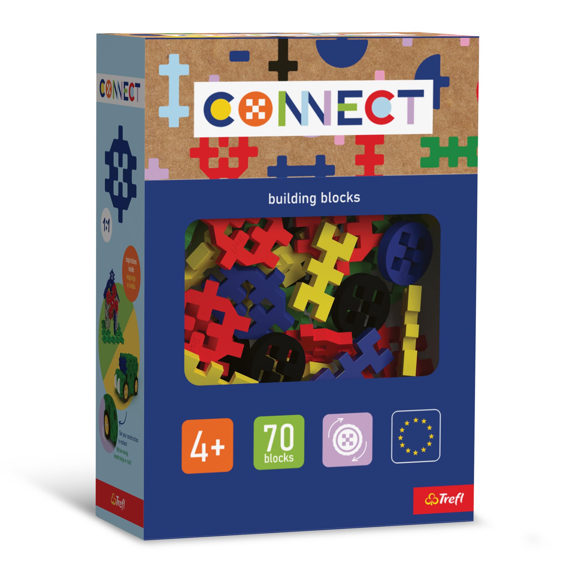 Connect Trefl Set Mattoncini Basic Boy 70 Pezzi - Costruzioni Creative Per Bambini Dai 4 Anni Con Parti Mobili - 2