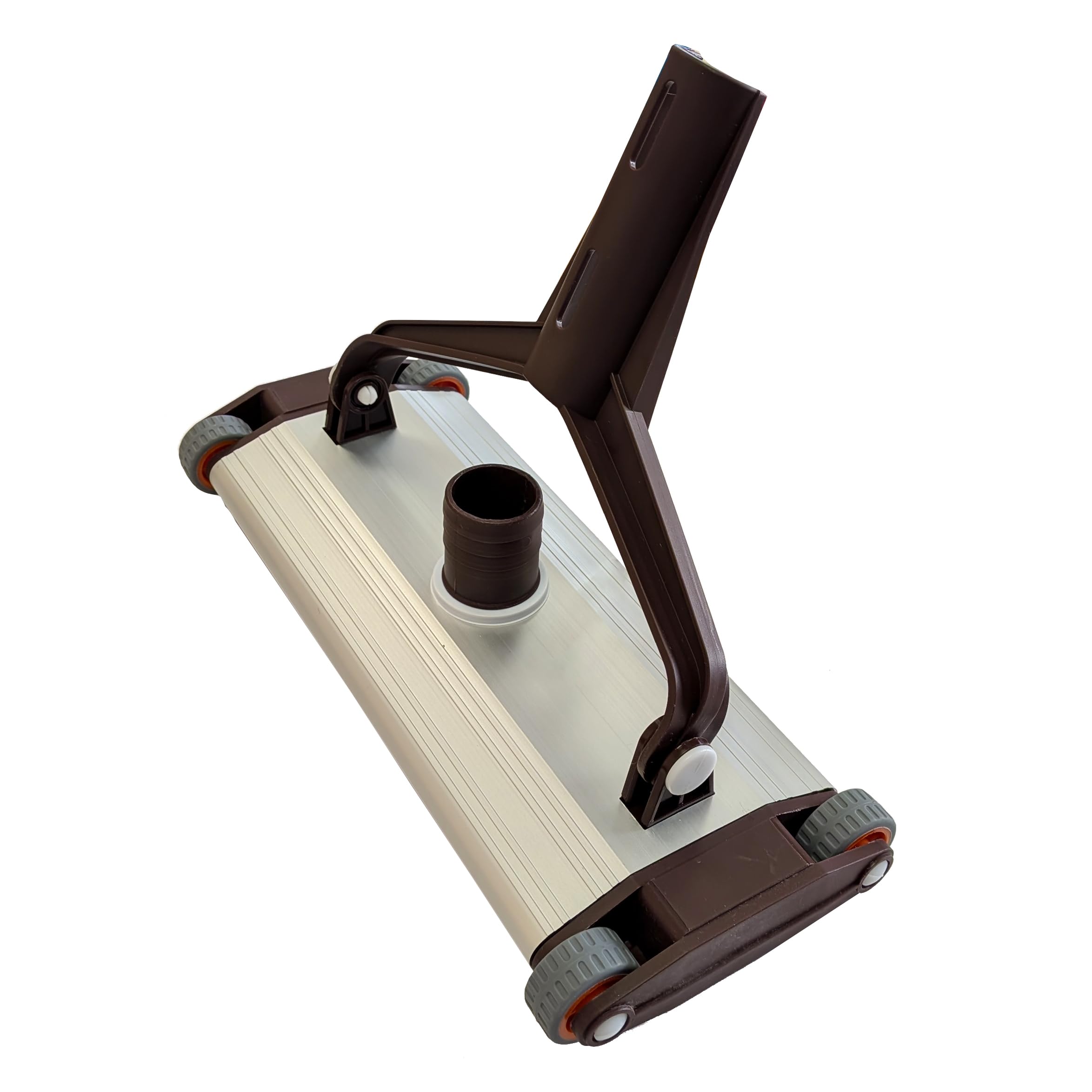 Limpiafondos de Aluminio AQUAPOOL Pro Manual para Piscinas, 33 cm, con 4 Ruedas de Goma y Cepillo de Nylon (33 cm PALOMILLA)