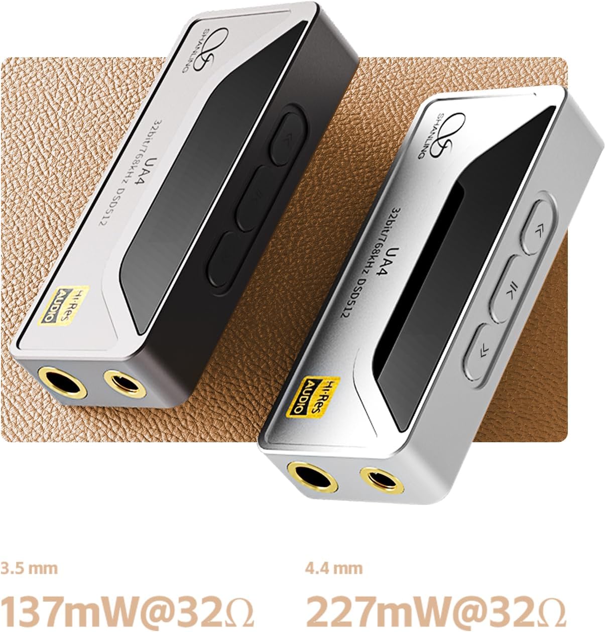 SHANLING UA4 Portable USB DAC/AMP Headphone Amplifier,Support MQA 16X,768kHz DSD512,High Driving Power for Android/iOS/Mac/Windows,dongle Volume Control,3.5/4.4mm up to 237mW@32Ω Output (Titanium)