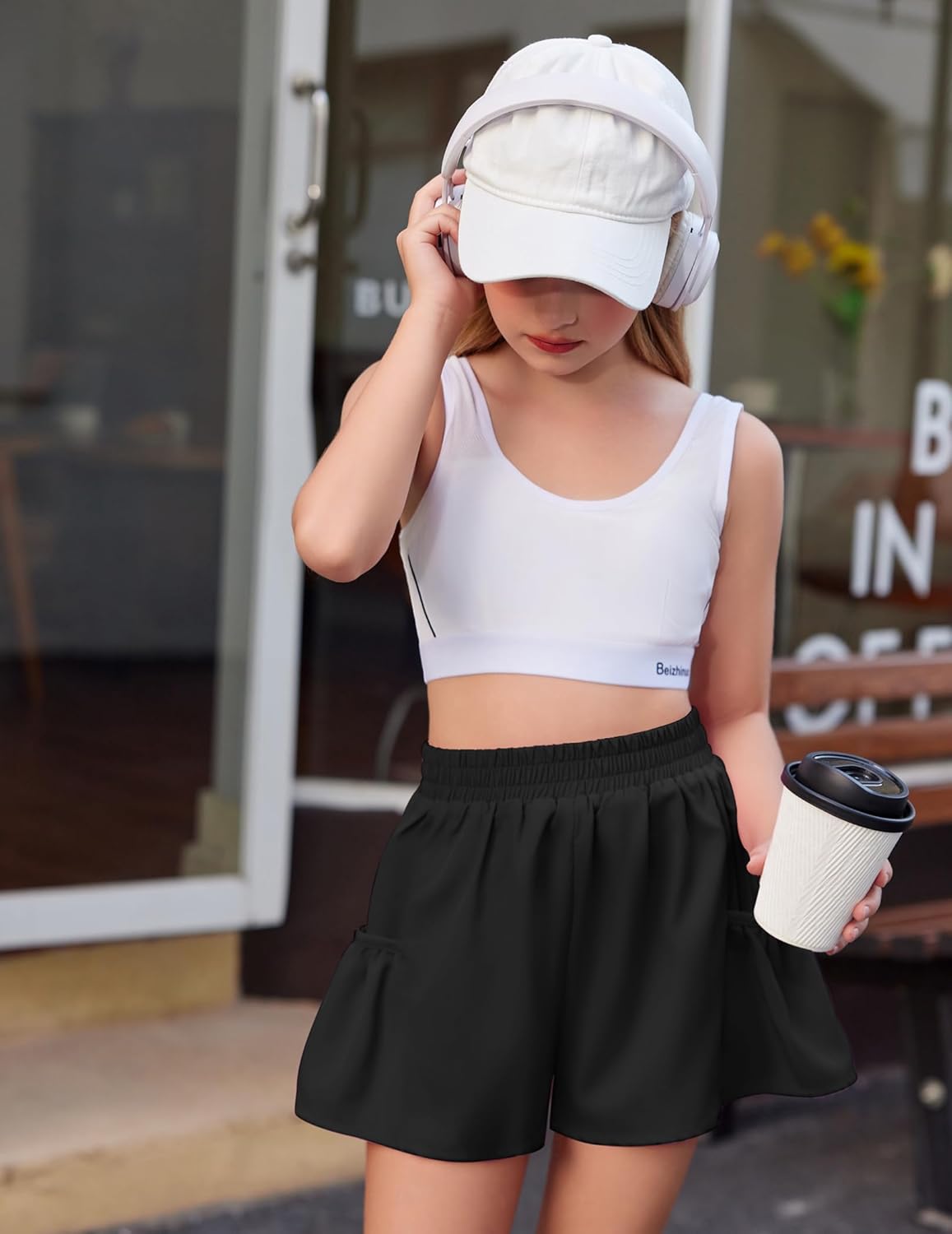 Zaclotre Girls Ruffle Athletic Shorts with Pockets High Waisted Kids Sport Shorts for Soccer Basketball Running - Image 7