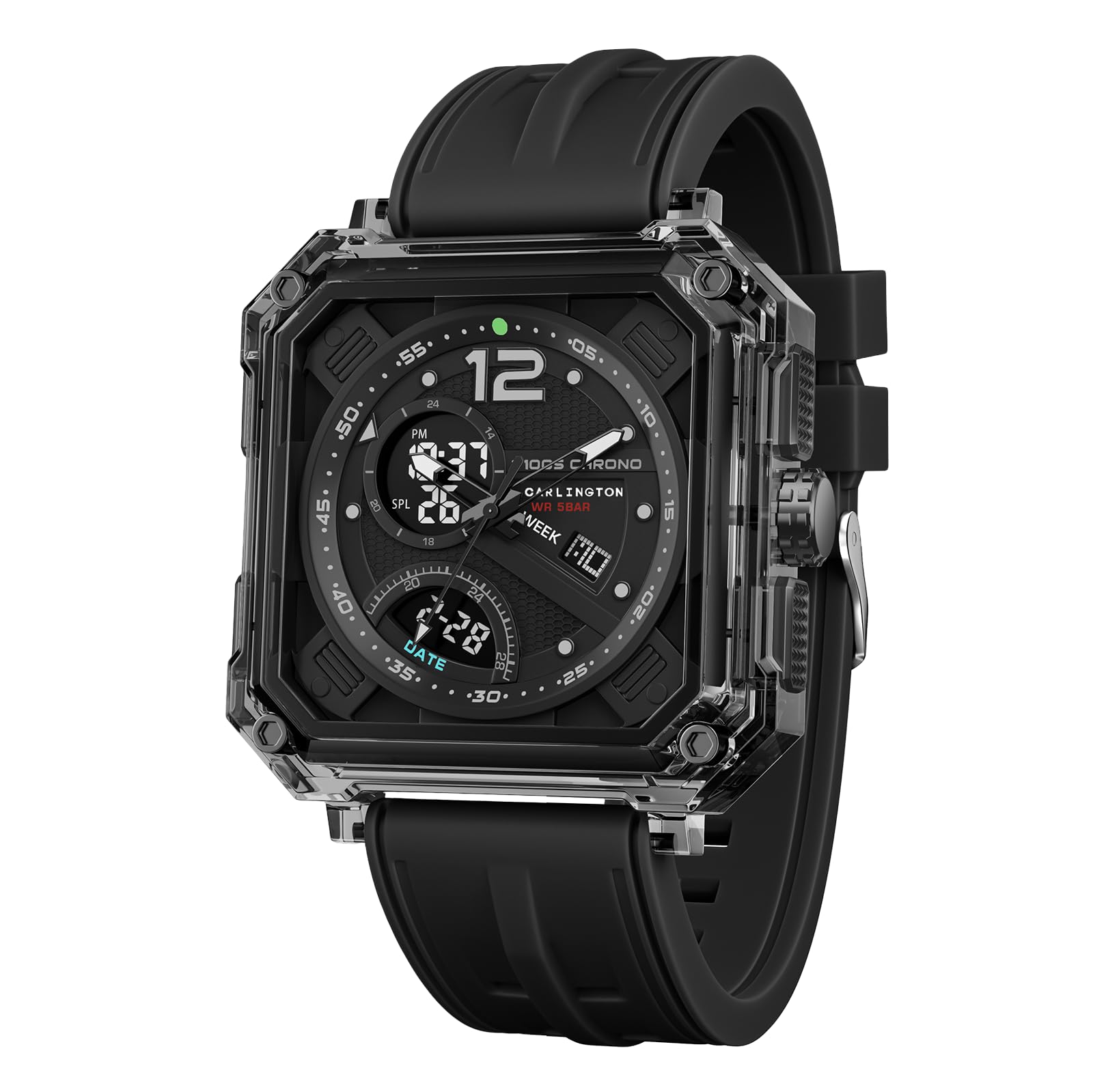 Carlington Velocity CT 8121 Analog-Digital Sports Watch, Black - Image 1