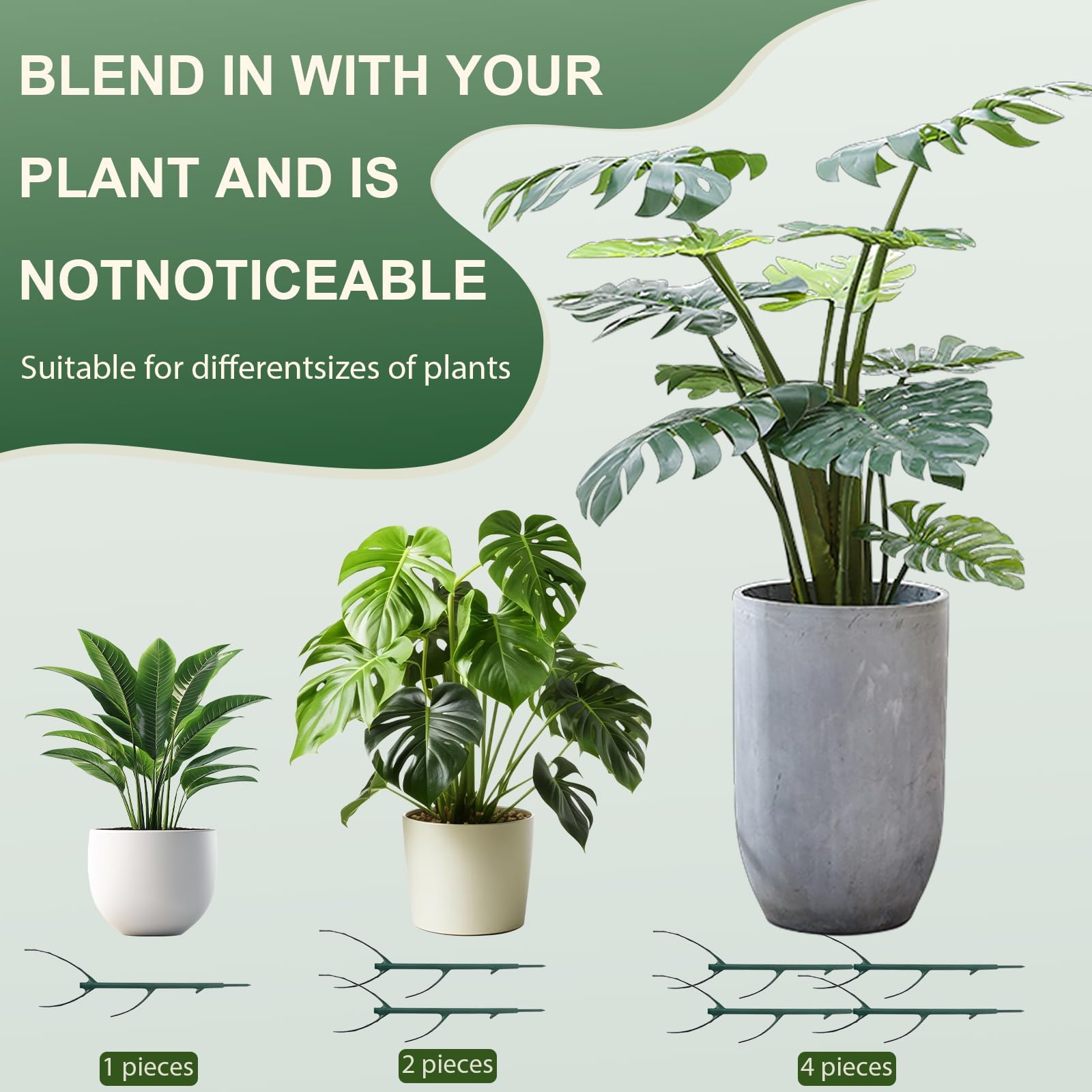 Clips de plantes pour soutien, piquets d'entraînement empilables pour Monstera et autres plantes, stabilisation durable de la tige pour une utilisation dans le jardin