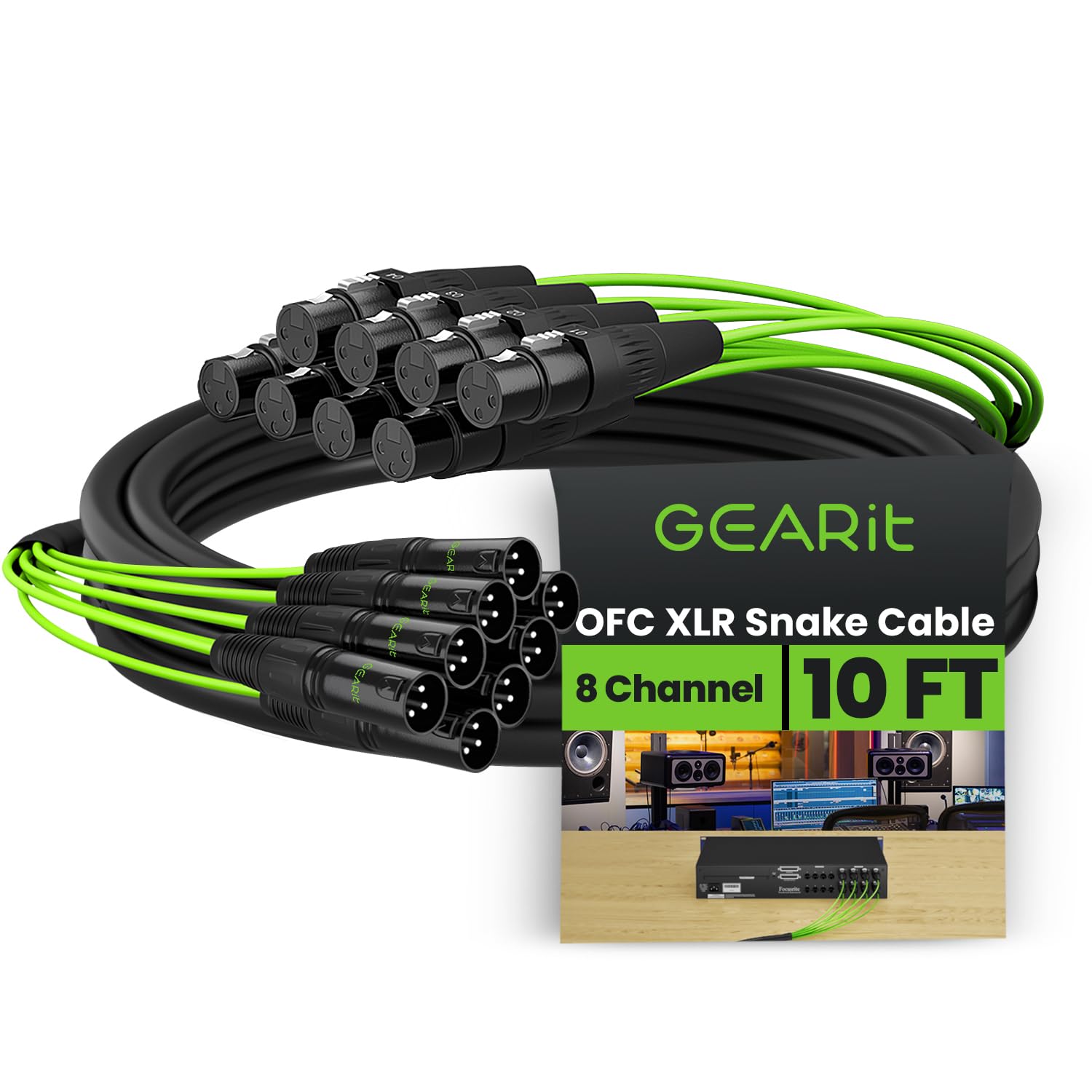 Amazon.co.jp: GearIT 8チャンネル XLR スネークケーブル (10フィート