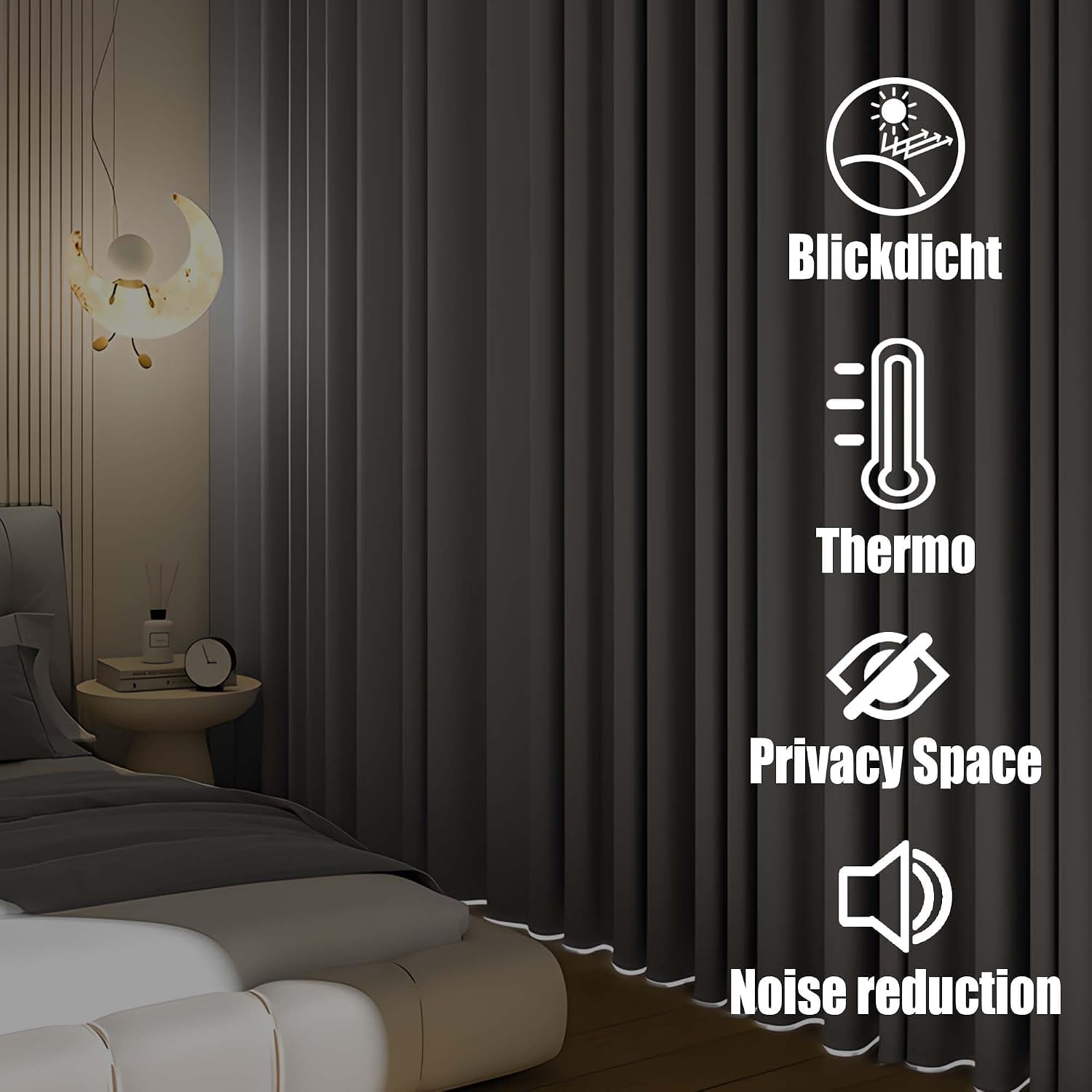 Verdunklungsvorhänge 210 x 100 cm Uv-Schutz Blickdichter Türvorhang mit Ösen für Schlafzimmer Wohnzimmer Kinderzimmer, Weiß