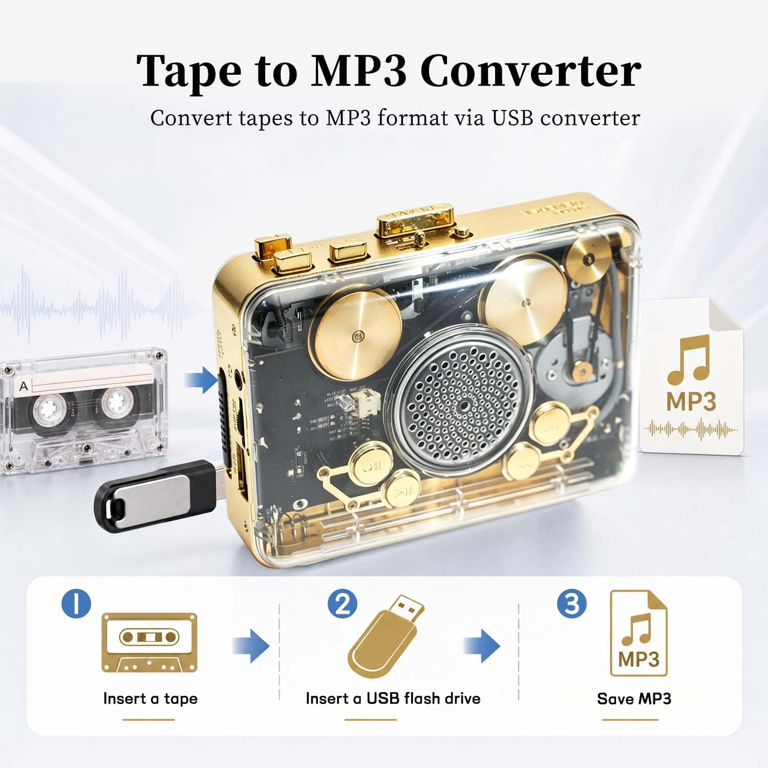 Multi-Functional Cassette Player，Transparent Copper Wheel Movement image 4