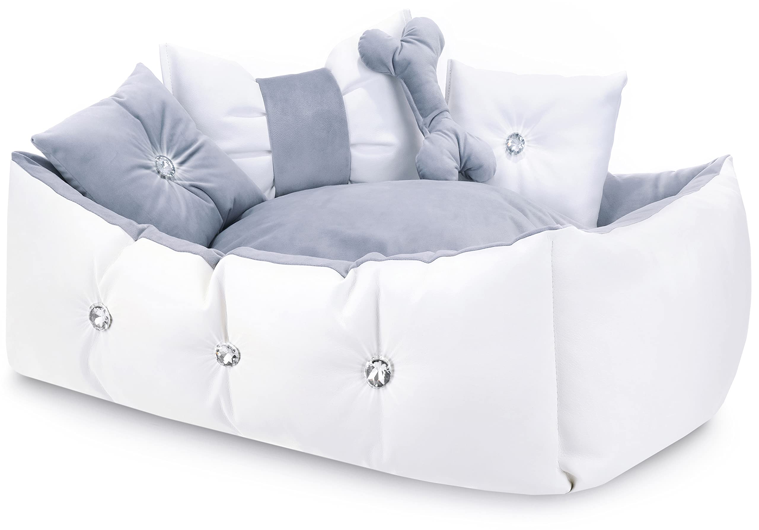 Premium Hundebett Größe S – 63 X 55 X 19 Cm, Wasserdicht, Abwaschbar, Mit Weichem Kissen, Farbe Grau