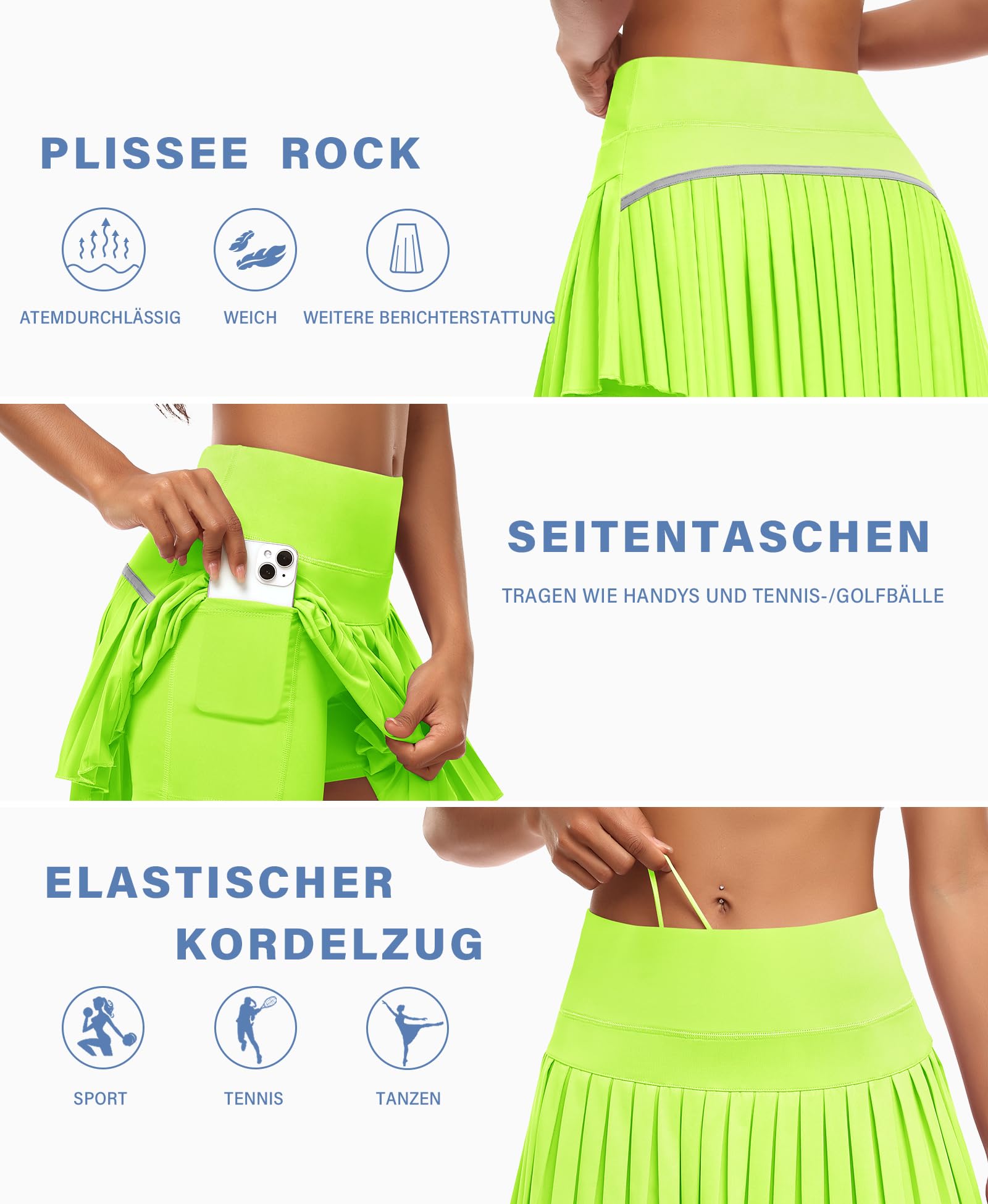 JoyGirl Falda de tenis para mujer con pantalones plisados, minifalda deportiva con cintura alta, elástica, falda de golf, falda para correr, con bolsillos