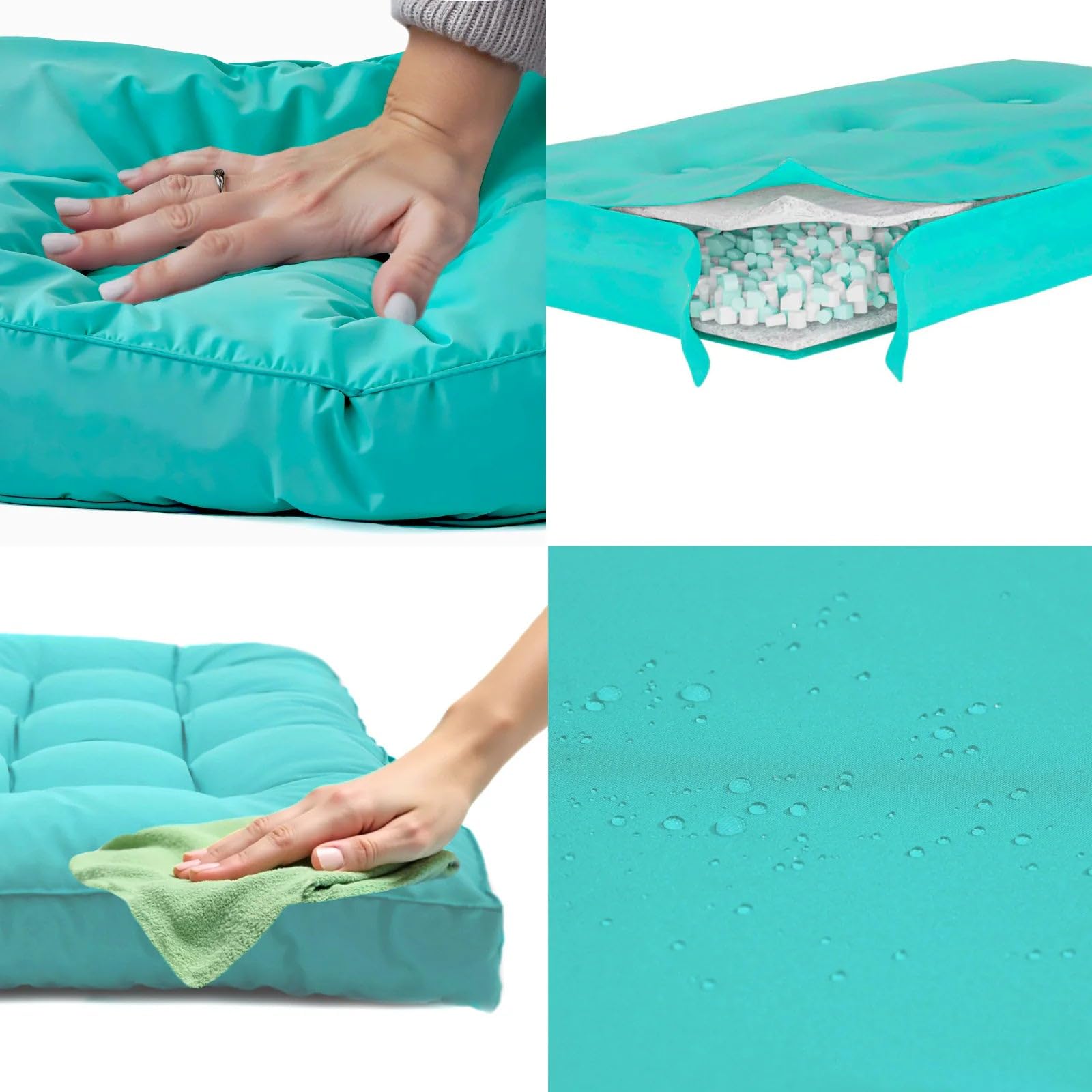 Cojines para palets - 120x80cm -Cojines palets de Respaldo y de Asiento - Acolchado, Impermeable y Anti-UV - Azul Caribe - DÉCO Arts