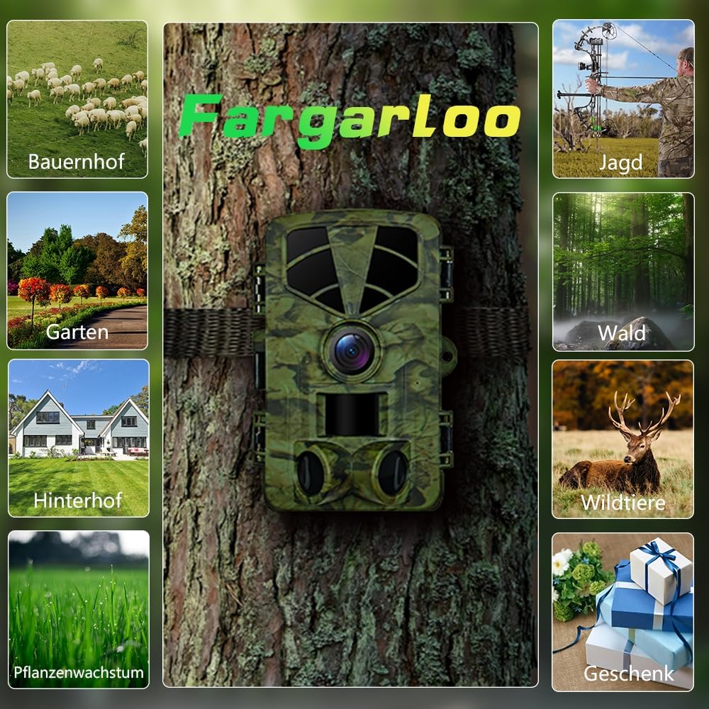 Wildkamera WLAN, 1296P 60MP Wildkamera mit Handyübertragung App, Wildtierkamera mit Nachtsicht Bewegungsmelder, 0,1s Auslösezeit, IP66 Wasserdichter für die Überwachung von Wildtieren