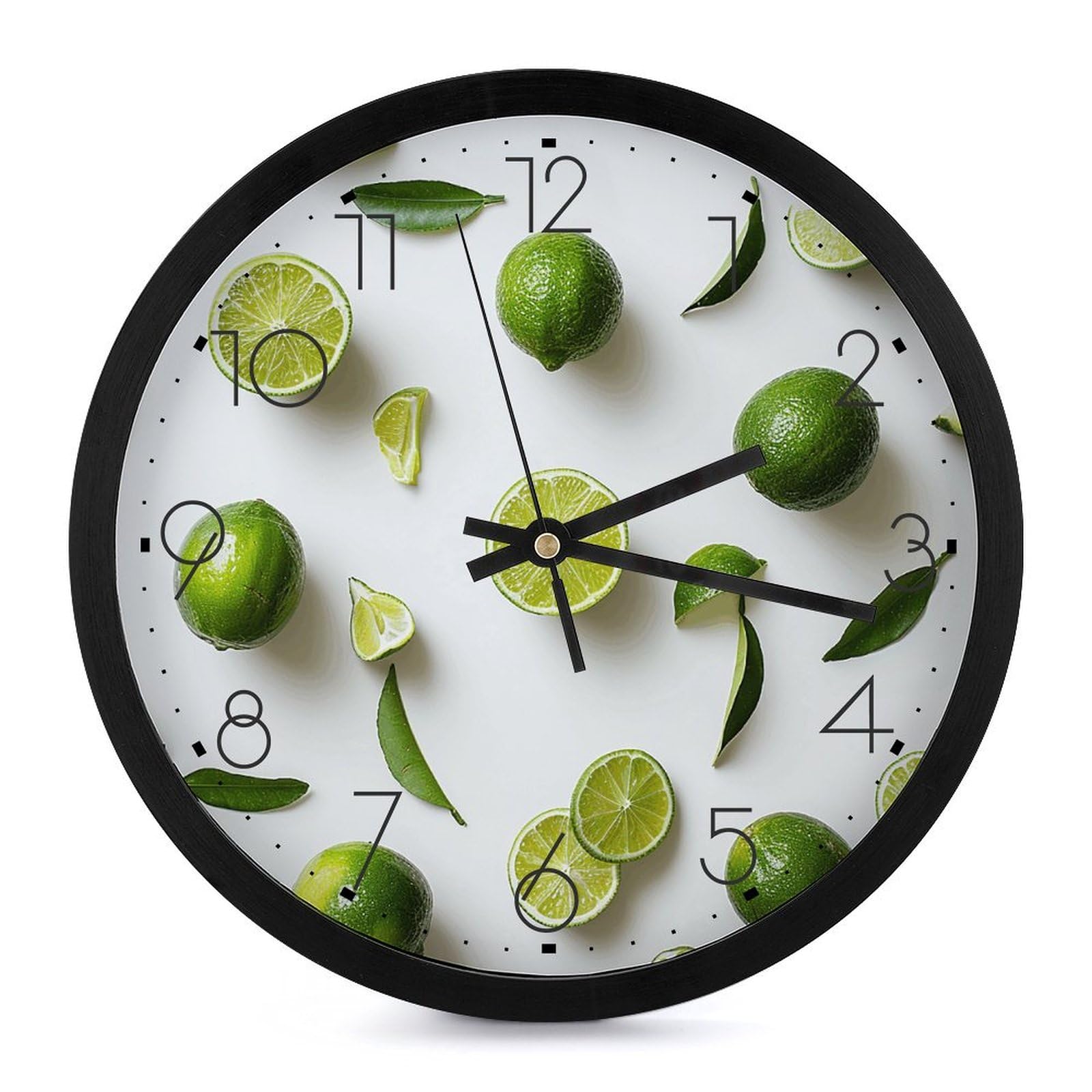 Horloge murale citron vert de 25,4 cm pour décorer et illuminer votre salle de bain