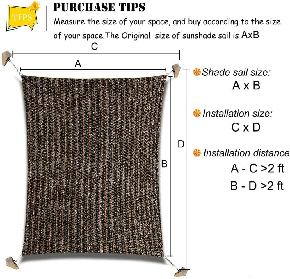 Rectangle Sun Shade Sail Canopy, 16' x 26' Patio Shade Cloth Outdoor Cover - Sunshade Fabric Awning Shelter for Pergola Backyard Garden Carport (Brown)