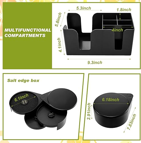 Miniatura 3 de Mifoci Kit de 23 piezas de suministros de barman bandeja para guarnición para camareros con tapa, organizador de barra de 3 niveles, 13 piezas,