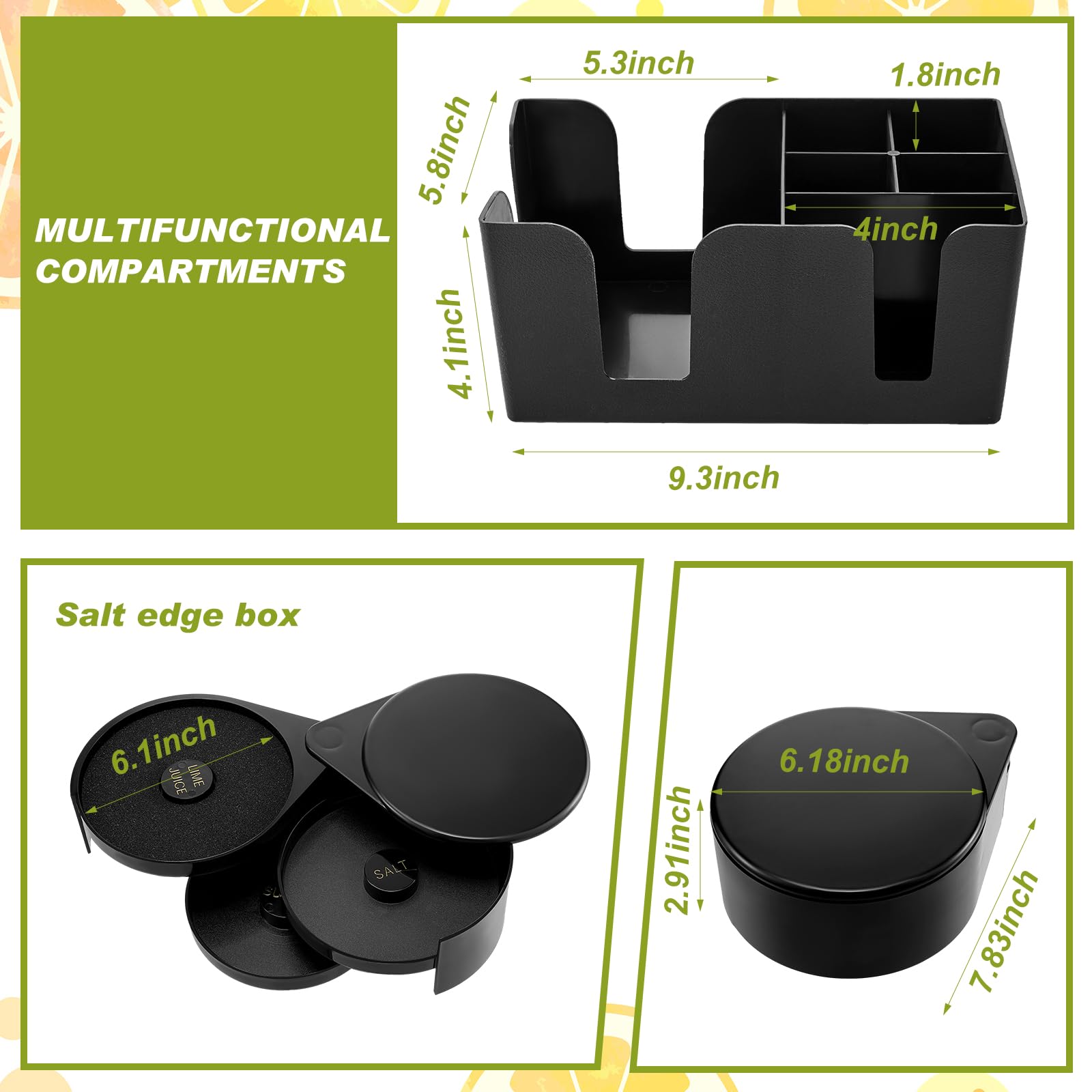 Mifoci Kit de 23 piezas de suministros para camareros, bandeja de guarnición para camareros con tapa, organizador de barra de 3 niveles, 13 piezas de coctelera con accesorio de bar para principiantes
