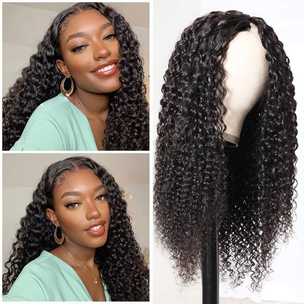 V Part Wig Human Hair V Part Curly Wigs For Black Women No