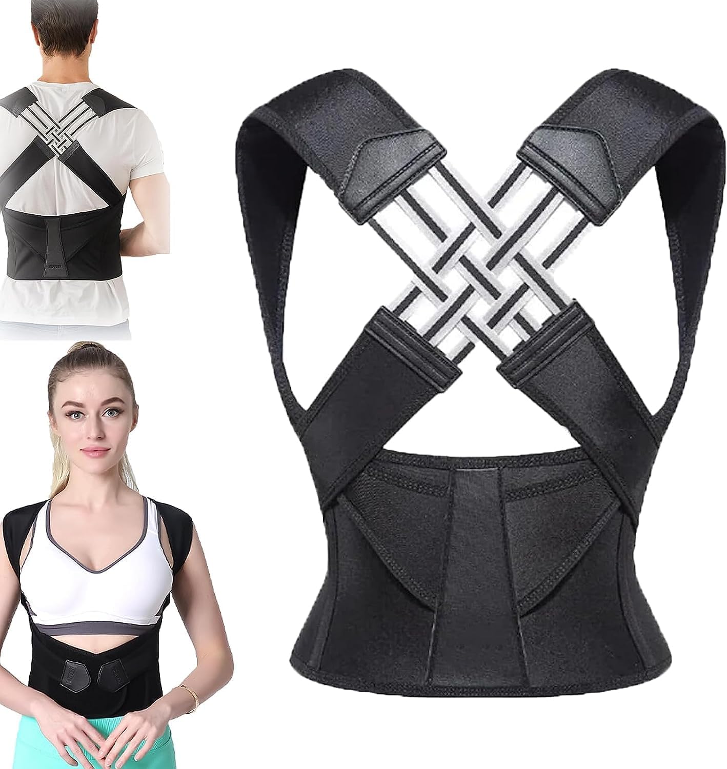 Doxenem Adjustable Back Posture Belt Office Home Gym Unisex, Back Straightener Posture Corrector, Scoliosis Lower Back Brace, Women Scoliosis Lumber Spine Support (M)