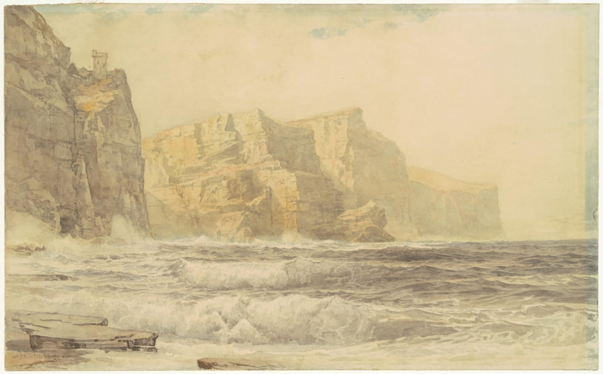 SERENDIPITP Vintage Picture Print on Canvas Wall Art Poster Baldart Castle Kilkee County Clare Ireland by William Trost Richards Artwork Print Poster for Wall Decor 60x90cm