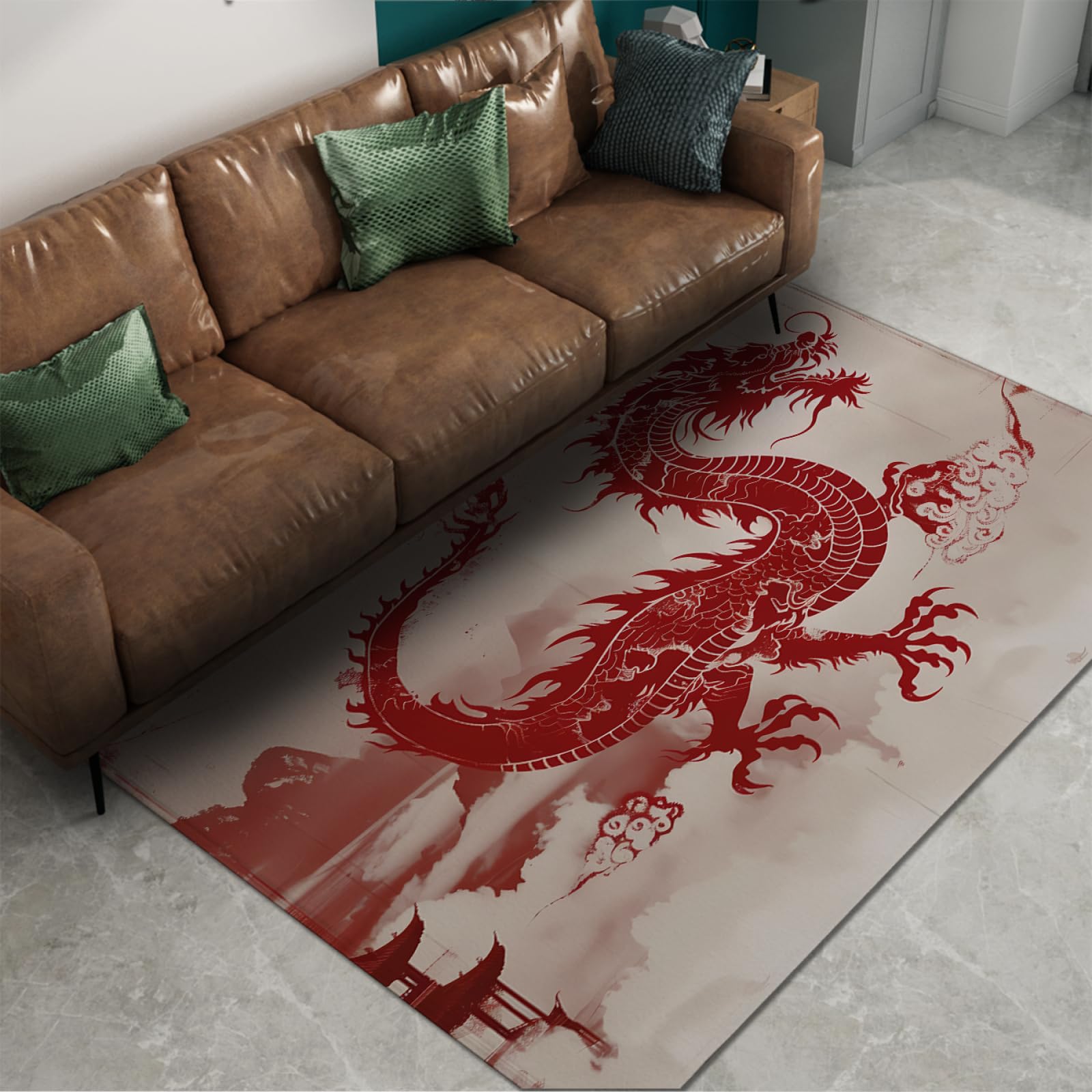 Tappeto Red Dragon 80x150cm Tappeti artistici da taglio della carta tradizionali asiatici per soggiorno Tappeto vintage moderno per l'arredamento dell'ufficio domestico