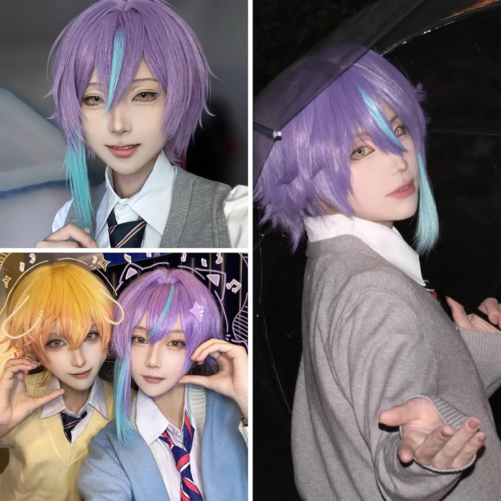 Amazon.com: Short Purple Rui Cosplay Wig Costume Male Unisex