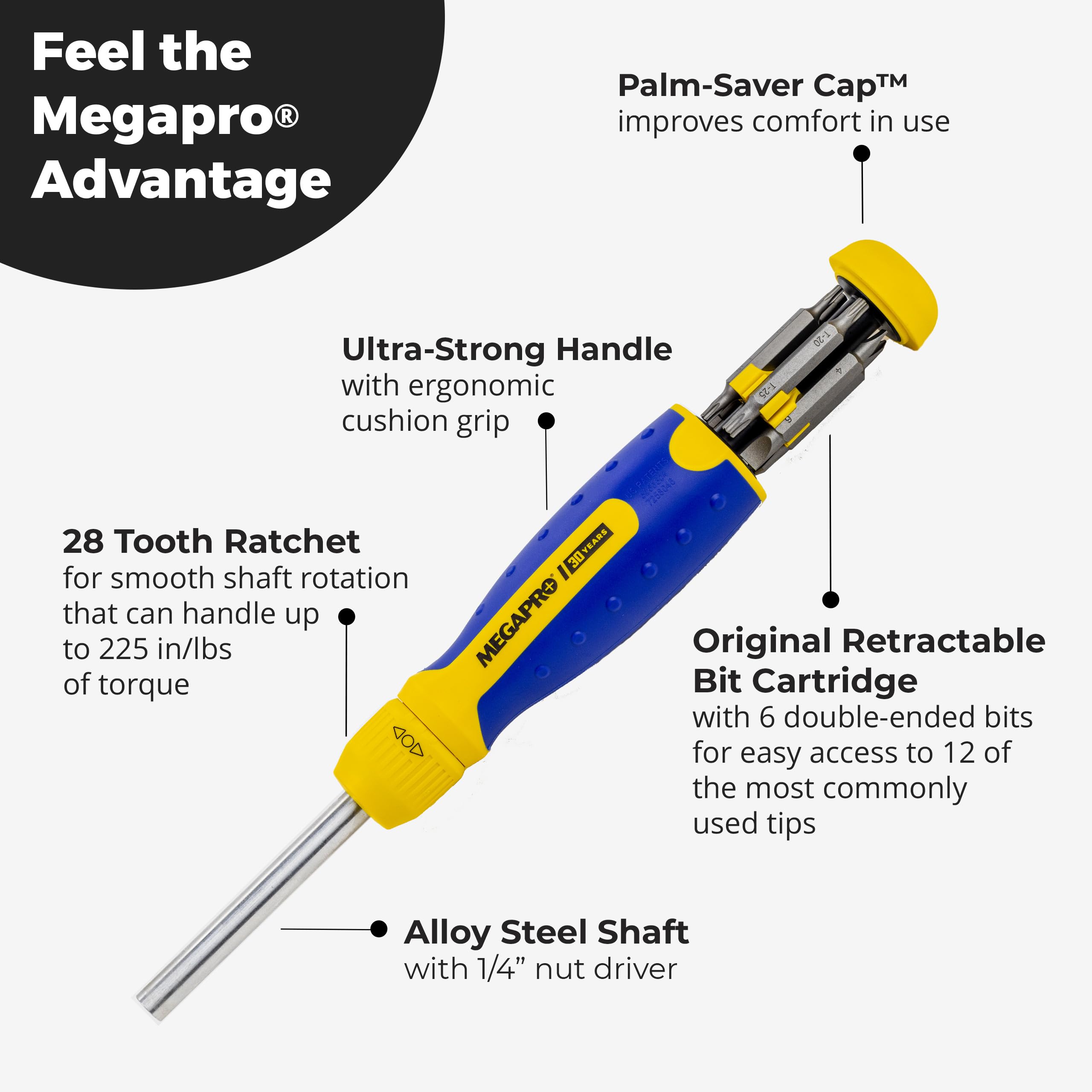 RATCHETING SCREWDRIVER - 13-in-1 Multi Bit Screw Driver w/ 