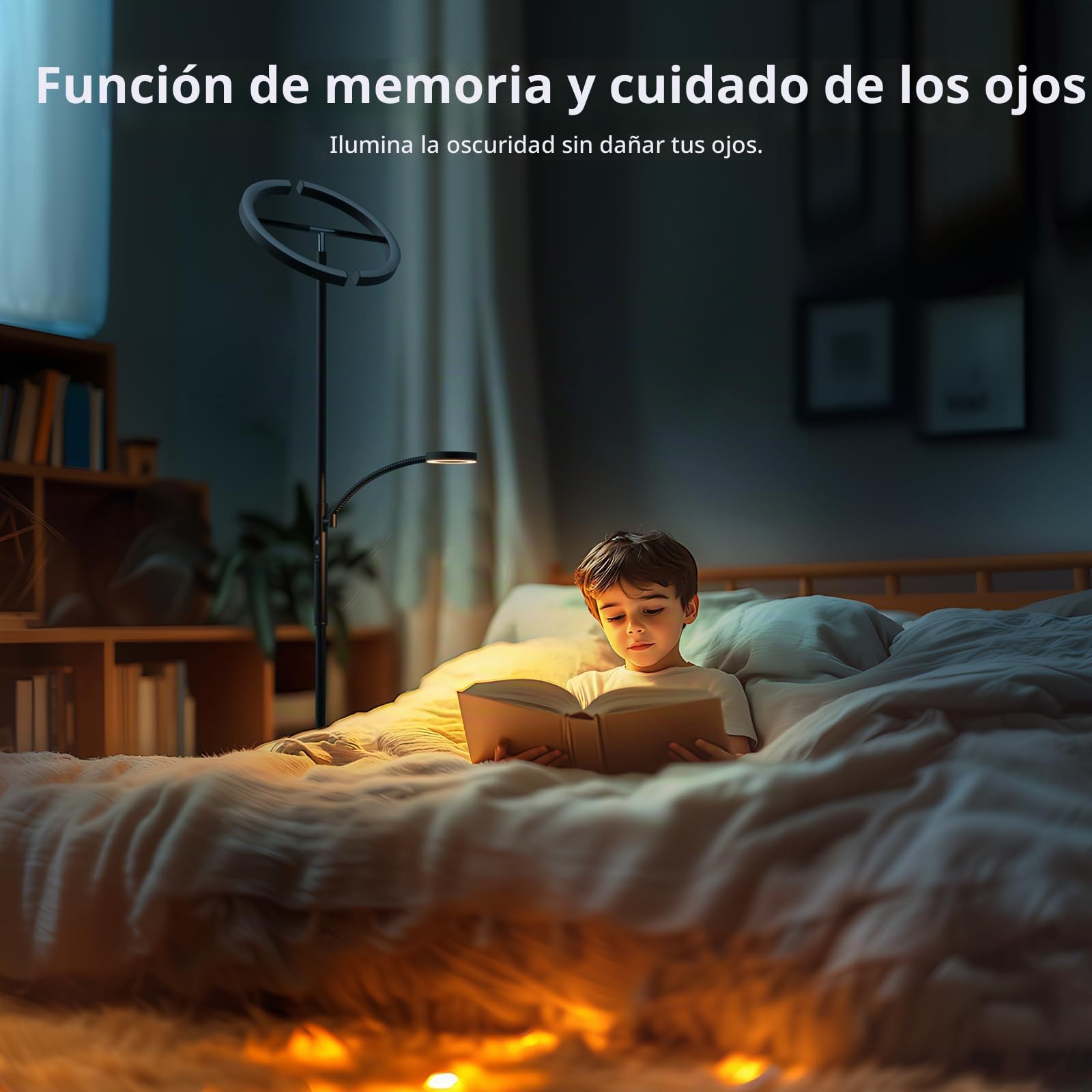 FIMEI Lámpara de Pie 29w, con Control Remoto y Táctil, 3000K-6000K Temperatura de Color & Atenuación Continuas, Moderna Lámpara de Lectura para Sala de Estar, Dormitorio, Oficina