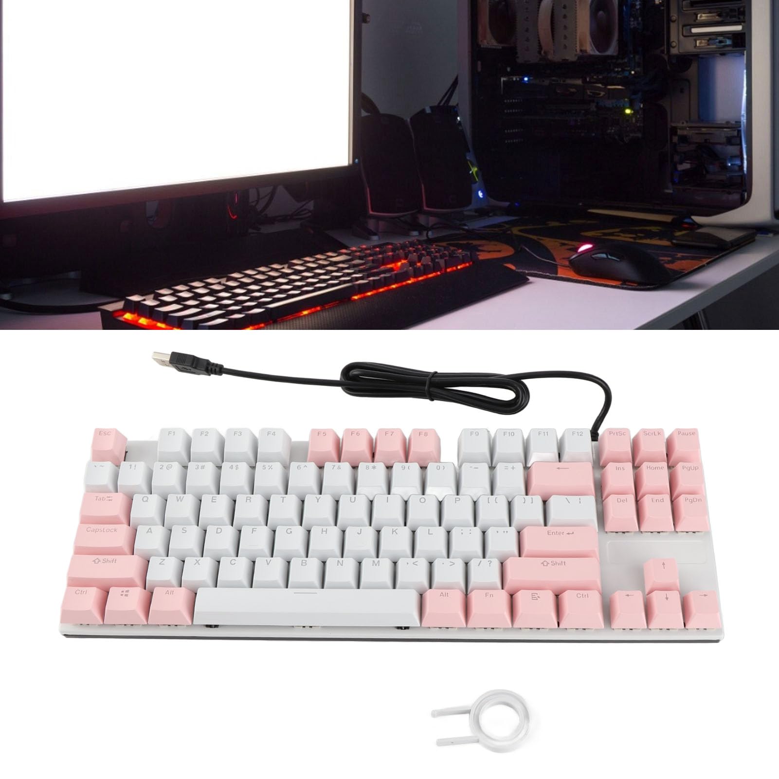 Cocoarm Teclado Mecánico 87 Teclas para Gaming PC