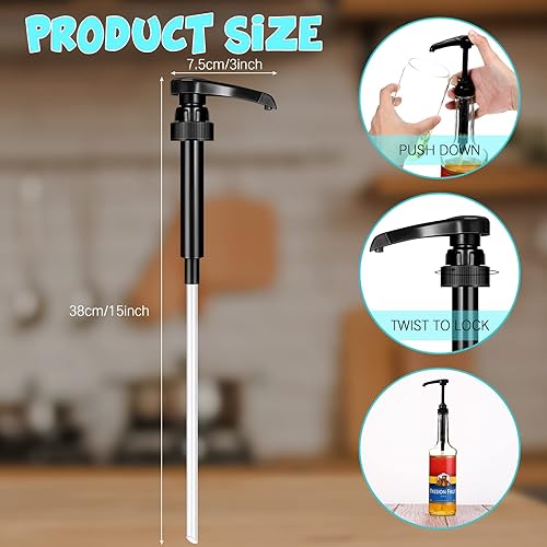 Miniatura 2 de Zopeal Dispensador de jarabe de café de 8 piezas, se adapta a botellas de 25.4 onzas líquidas, bomba de jarabe delgada para saborizantes de café,